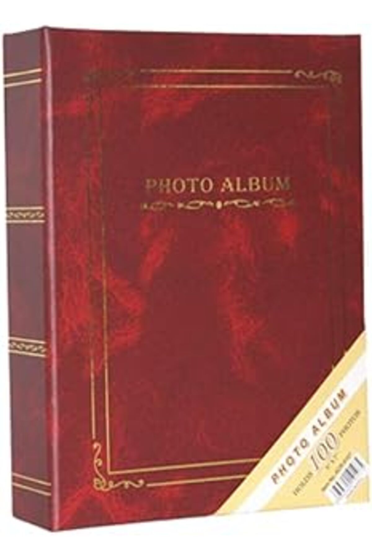Mu Art Ahşap Rabsev 13X18Cm 100 Fotoğraf Kapasiteli Ciltbezli Lüks Fotoğraf Albümü (Bordo)