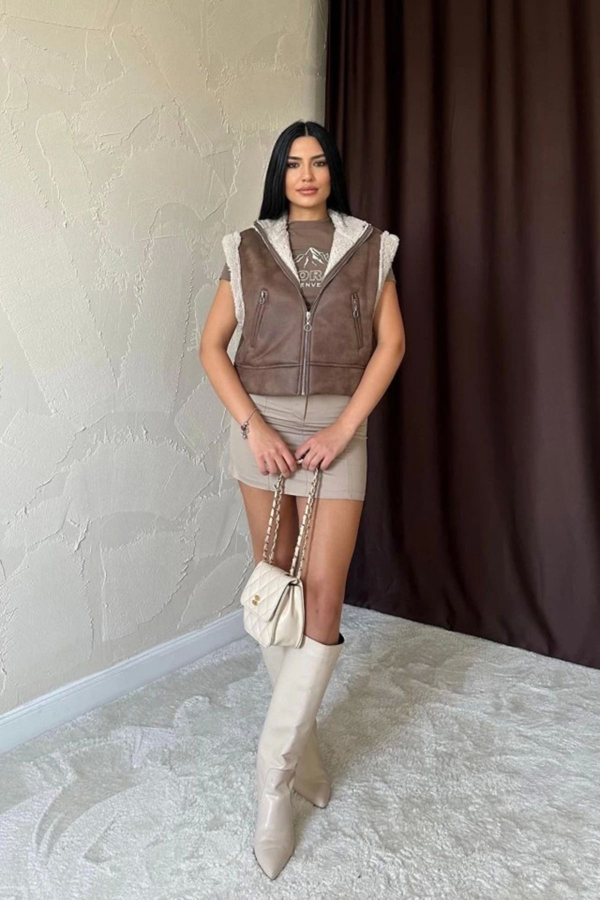 ZORM Kahverengi Cepli Kısa Yelek