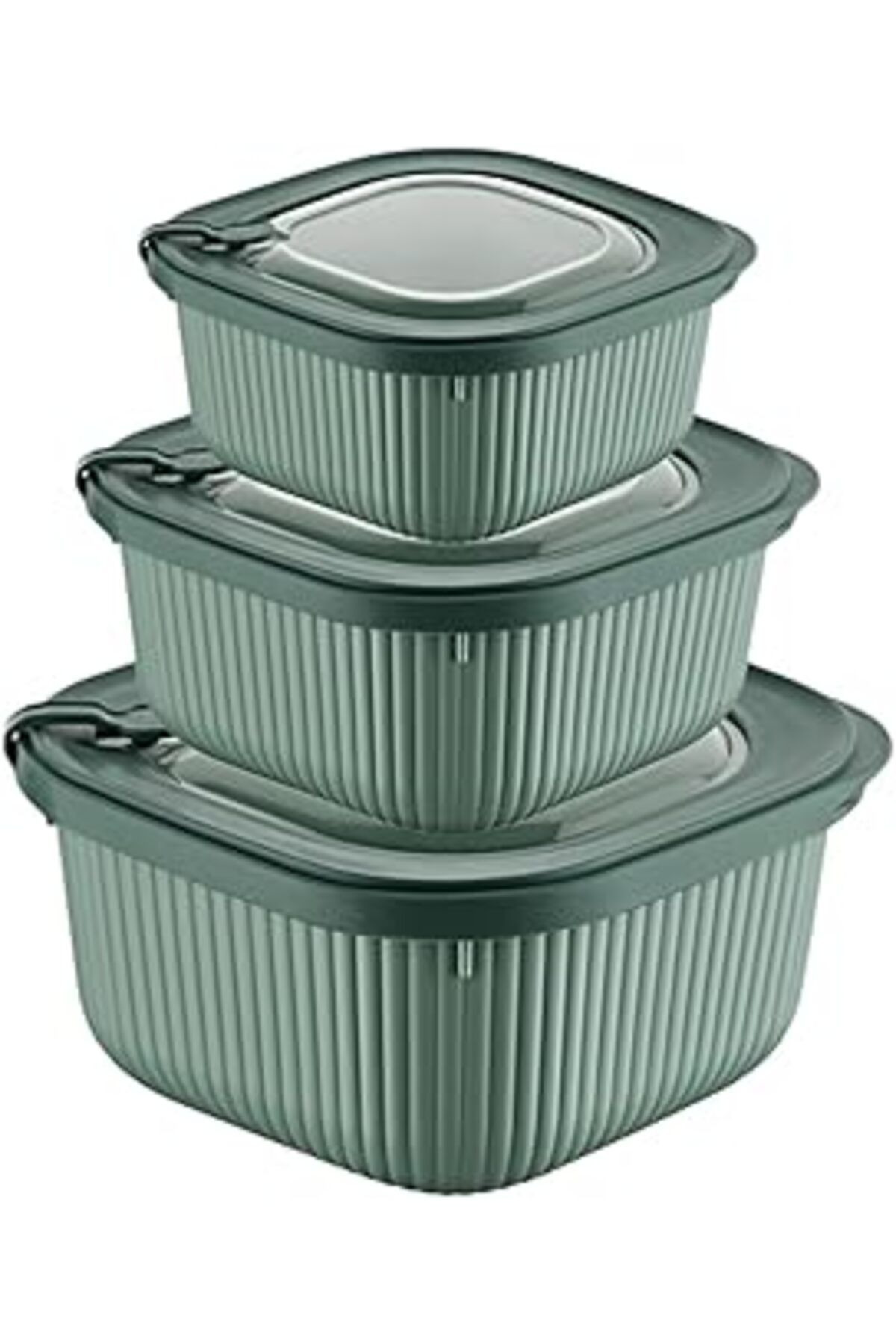 Mu Art Ahşap Orret Home 3'Lü Microline Saklama Kabı Seti, 600-1100-1800 Ml, Hava Tahliye Kapağı Ile Mikrodalgada