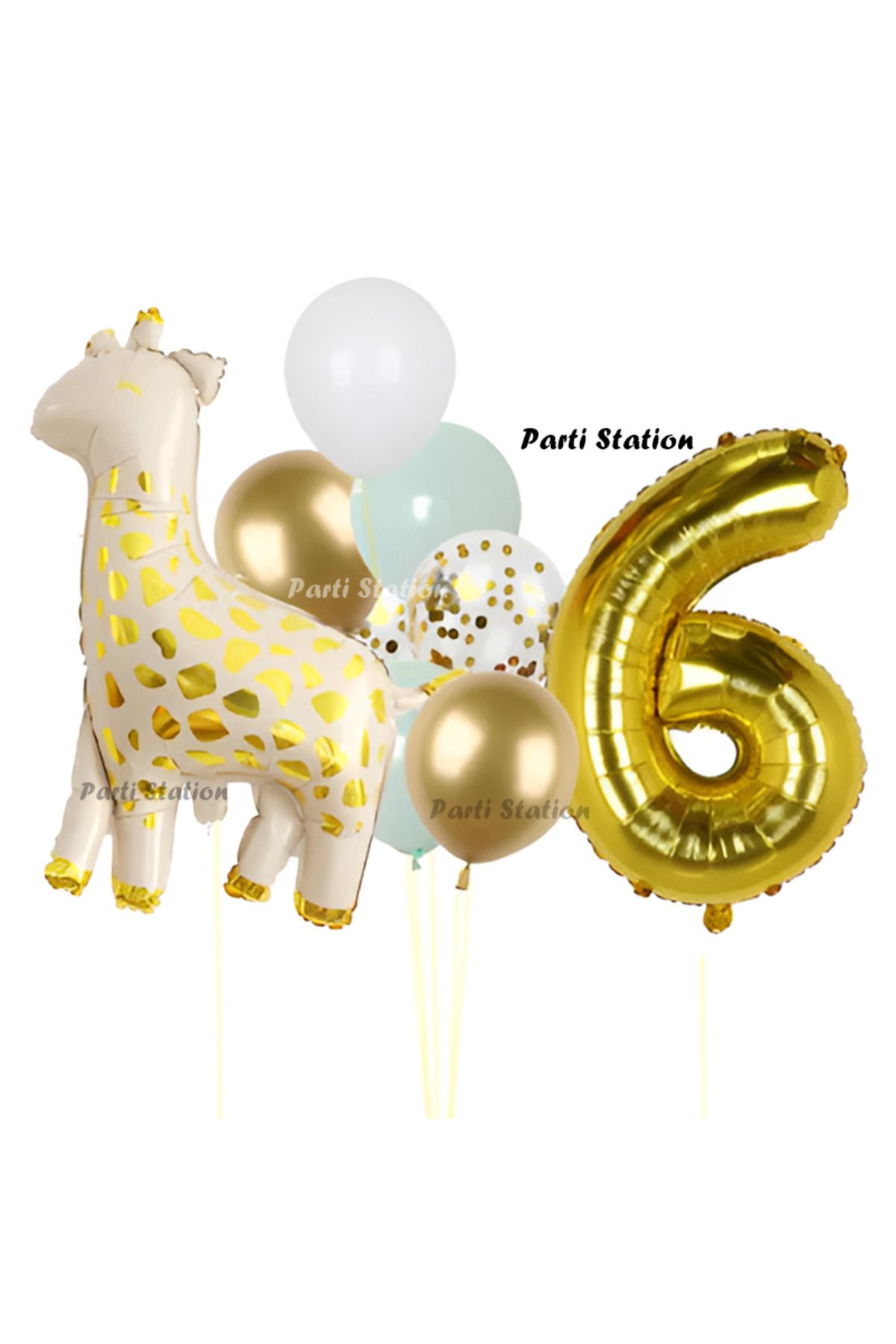 Partifest Sevimli Zürafa Konsept 6 Yaş Doğum Günü Balon Set Safari Tema Zürafa Parti Doğum Günü Balon Set