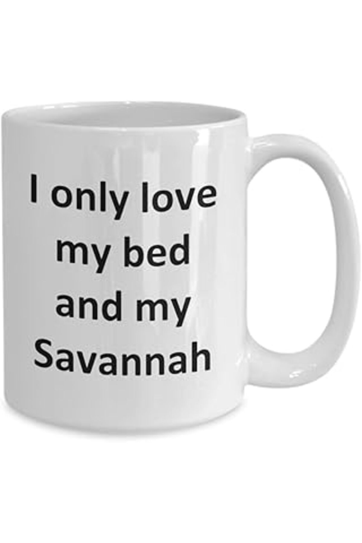 Mu Art Ahşap Print Dore Komik Savannah Kupa - Love My Bed Ve Savannah Cat Kahve Fincanı - İngilizce Kahve Kupa