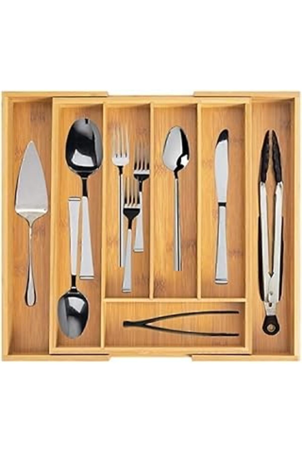 Mu Art Ahşap Bambu Ayarlanabilir Çekmece Içi Ölçü Ayarlı Kaşıklık 5-7 Bölmeli