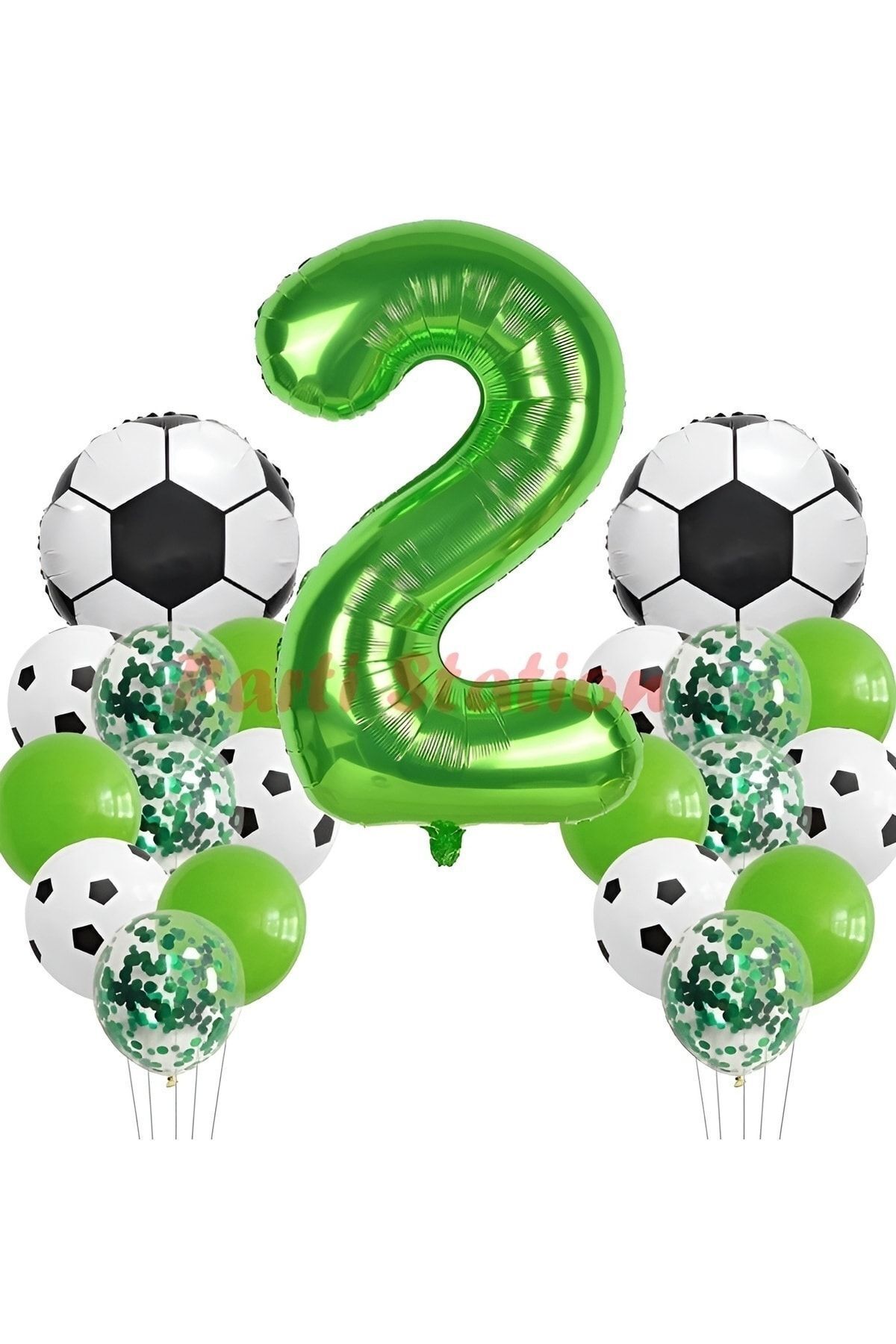 Partifest Futbol Maç Konsept Yeşil Rakam 2 Yaş Balon 76 Cm Futbol Konsept Yeşil Parti Doğum Günü Balon Seti