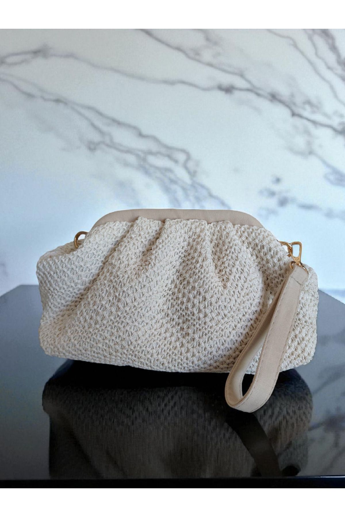 TUBAG SHOP KADIN İP ÖRGÜLÜ BURS KAPAMA EL VE OMUZ ÇANTASI