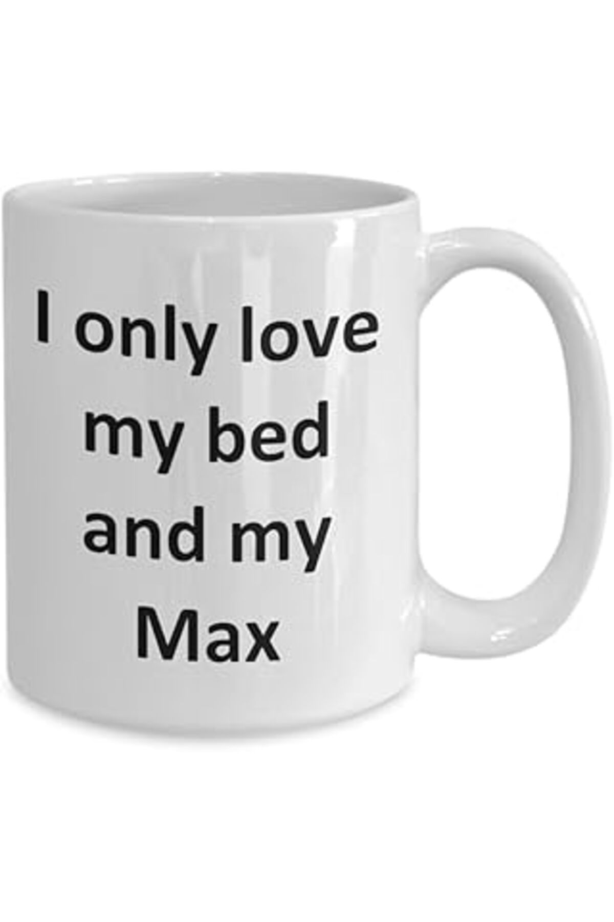 Mu Art Ahşap Print Dore Komik Max Kupa - Love My Bed Ve Max Cat Kahve Fincanı - İngilizce Kahve Kupa