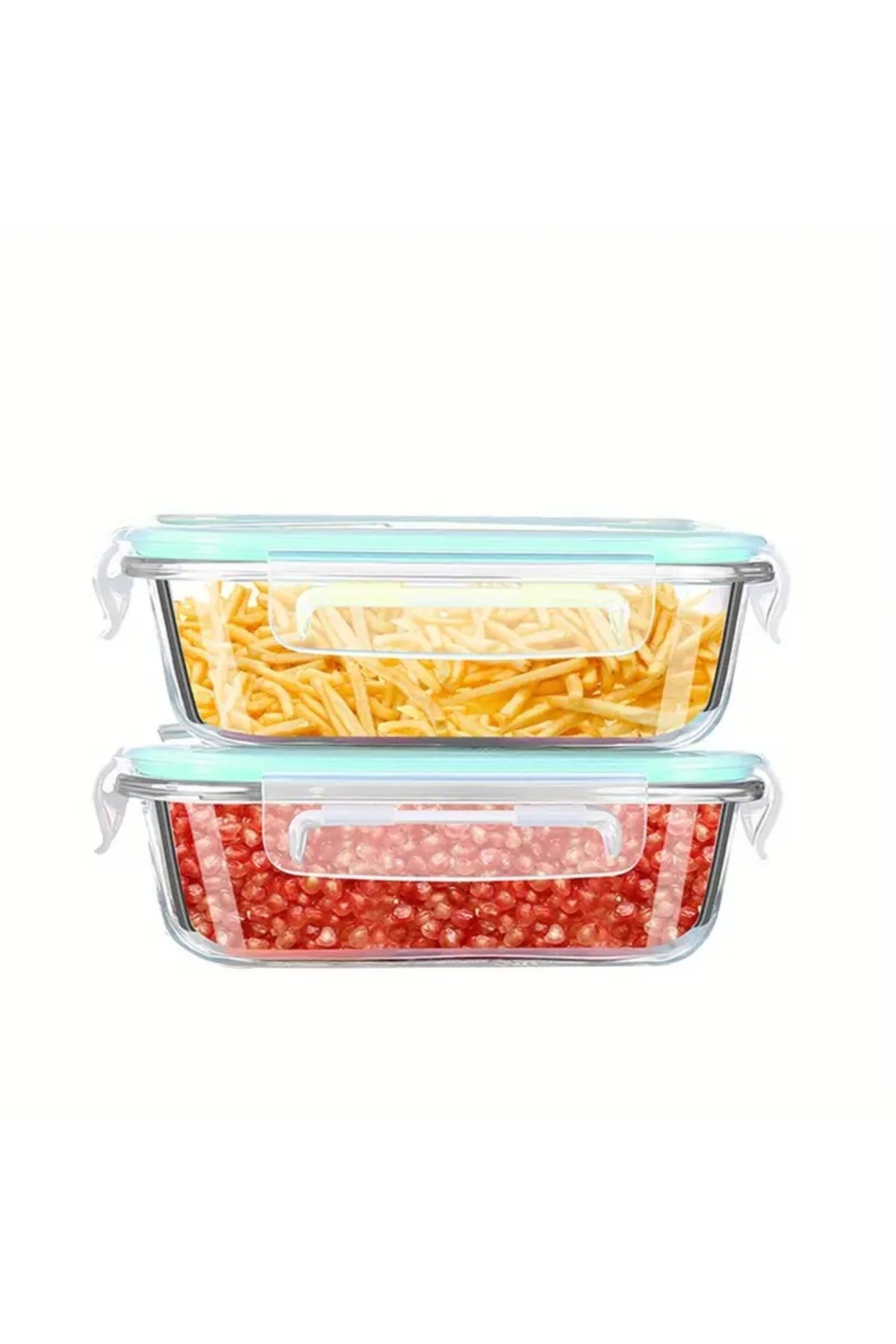 CİHO-2Pcs 700ml Glass Ziplock Vacuum Rectangular Airtight Lid Storage Container 3