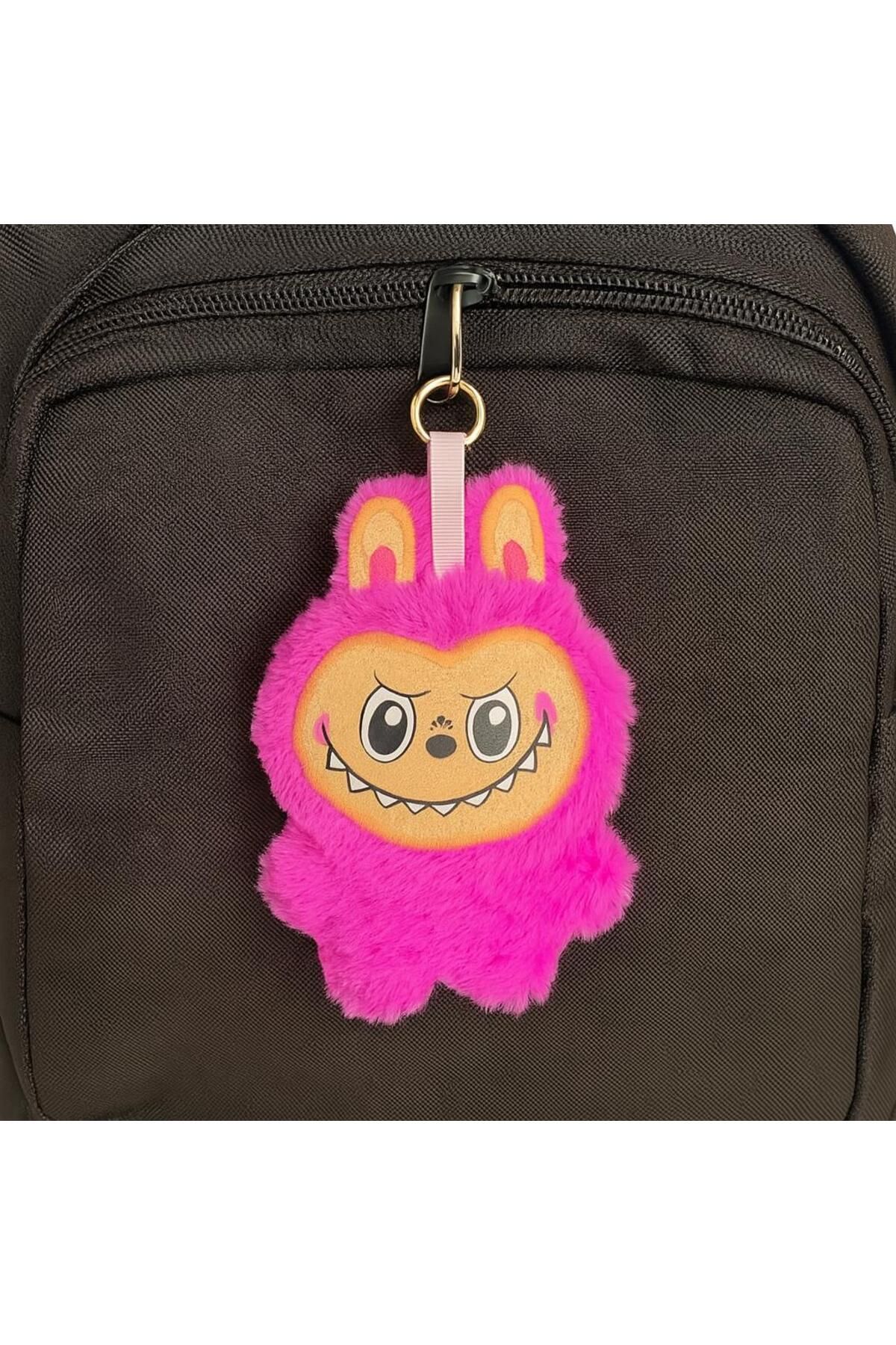 China Bazaar Labubu Pembe Peluş Aksesuar - Çanta Aksesuarı, Oyuncak, Anahtarlık 18 cm