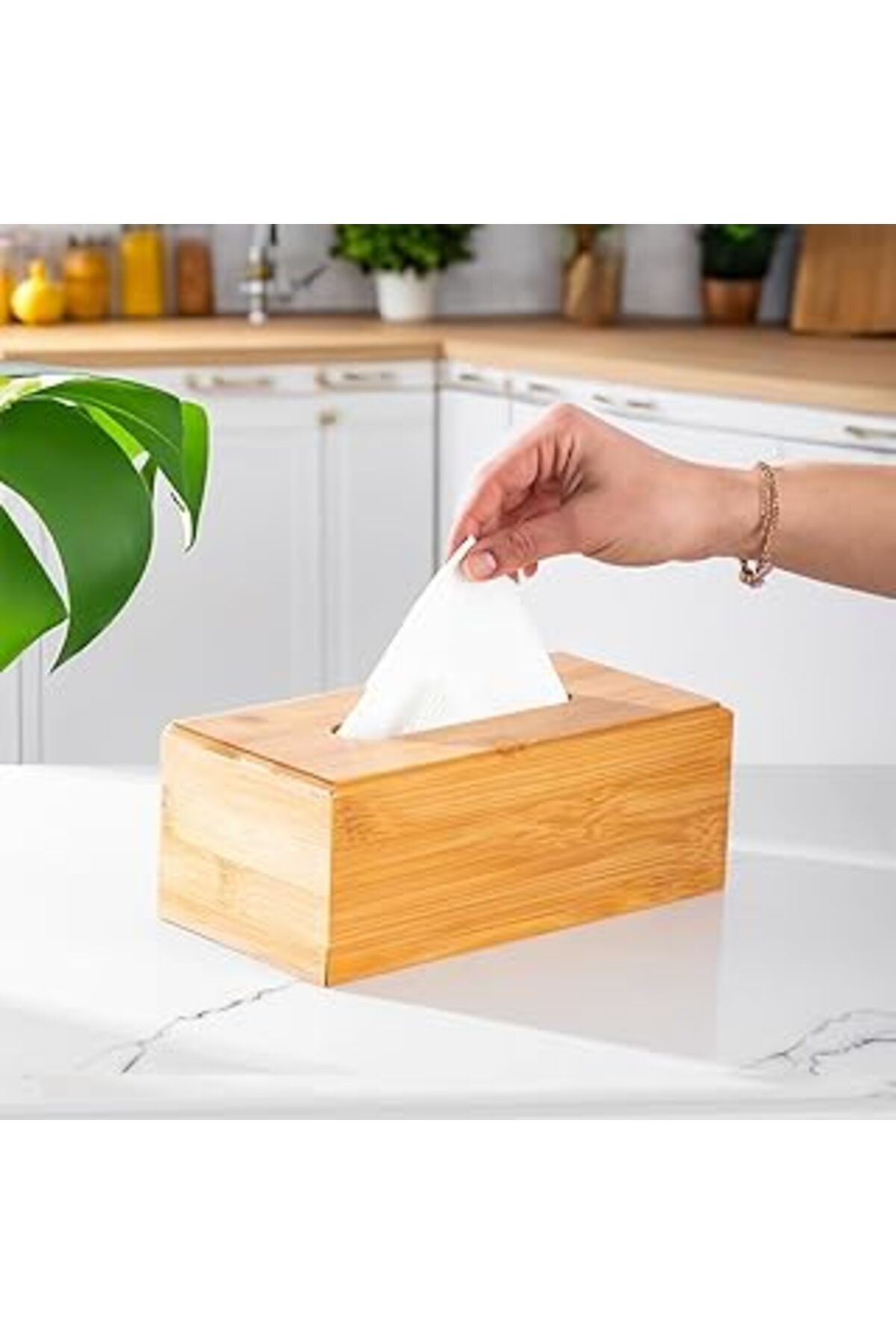 ASİTAN Porsima 0006 Bambu Peçetelik Ahşap Dekoratif Peçetelik Masaüstü Peçetelik Peçete Düzenleyici Peçete