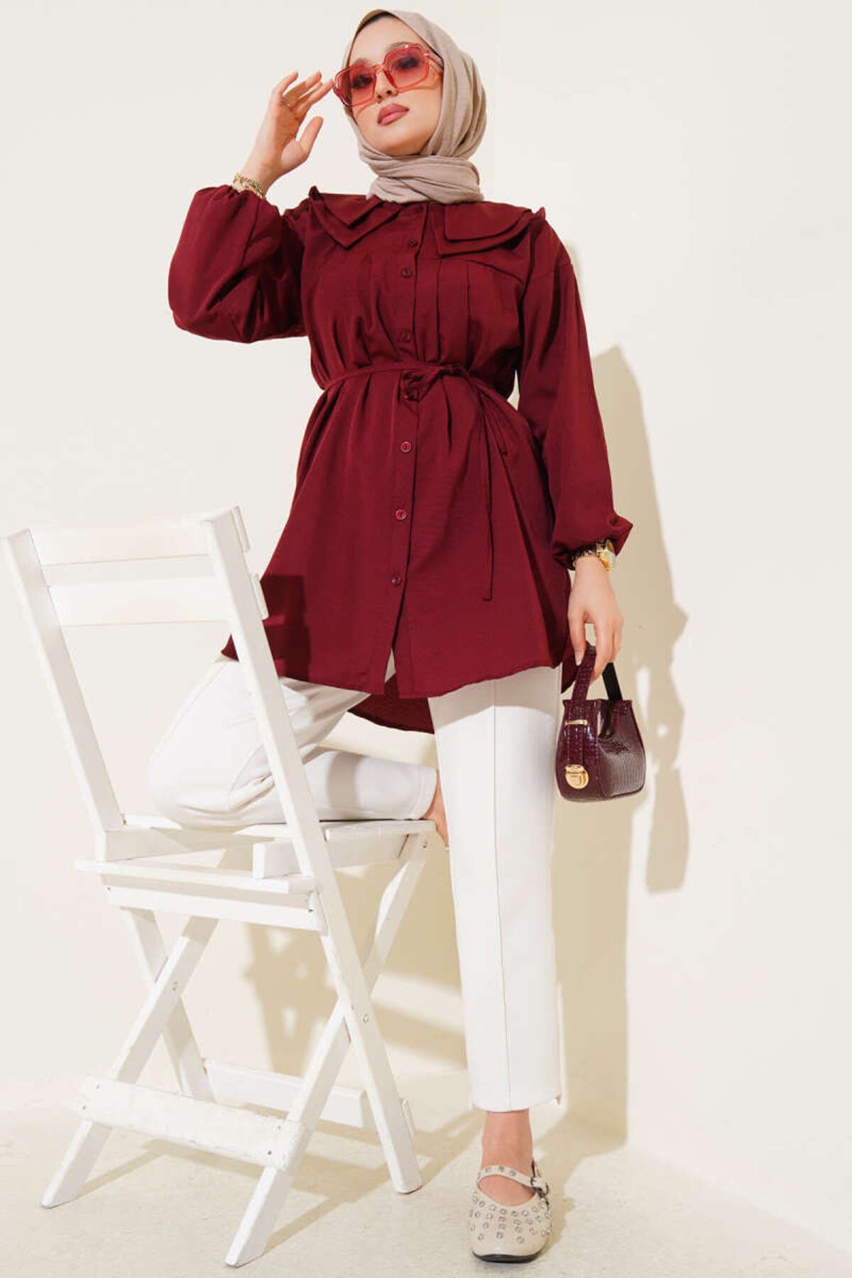 Aşkın fashion çift yakalı tesettür tunik