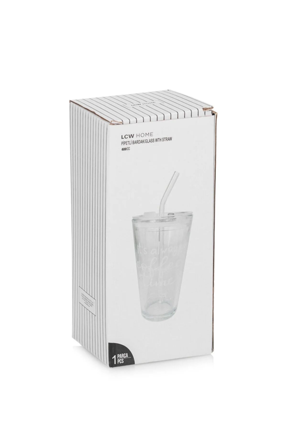 LC Waikiki-Glass with Straw White Printed 400 ml 6