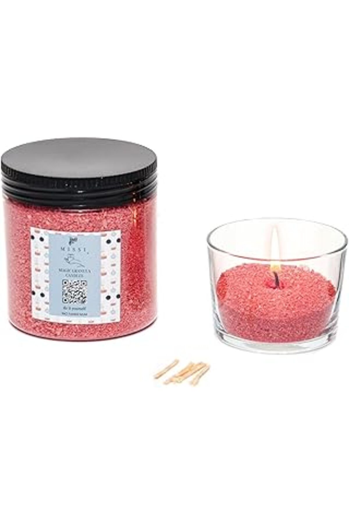NETWORK ART Garden Rose-Pudra Kokulu Pembe Yaratıcı İnci Tozu Mum (30 Adet Fitil Ile Birlikte)-250 Gr