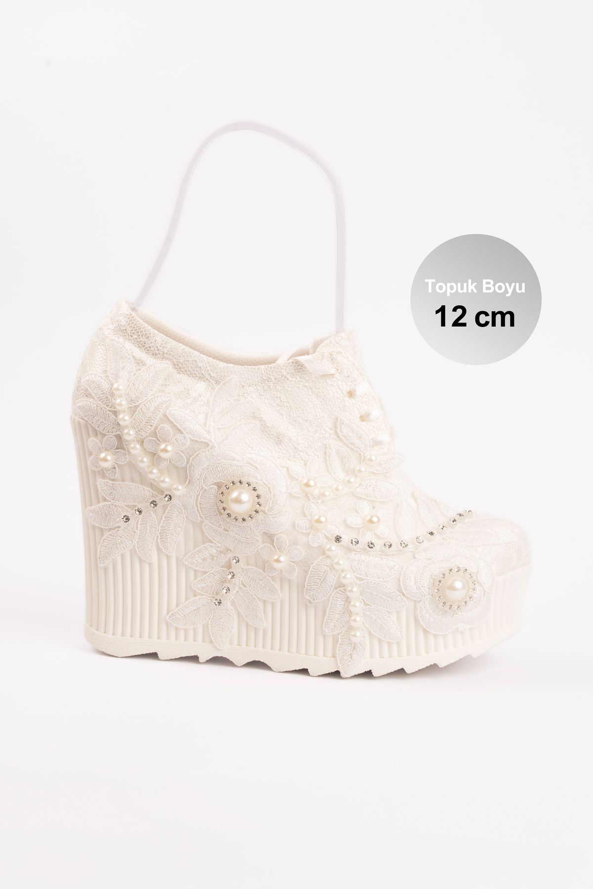 E&L Company 12cm DOLGU Topuk, kırık beyaz spor gelin. Kuş gibi hafif.