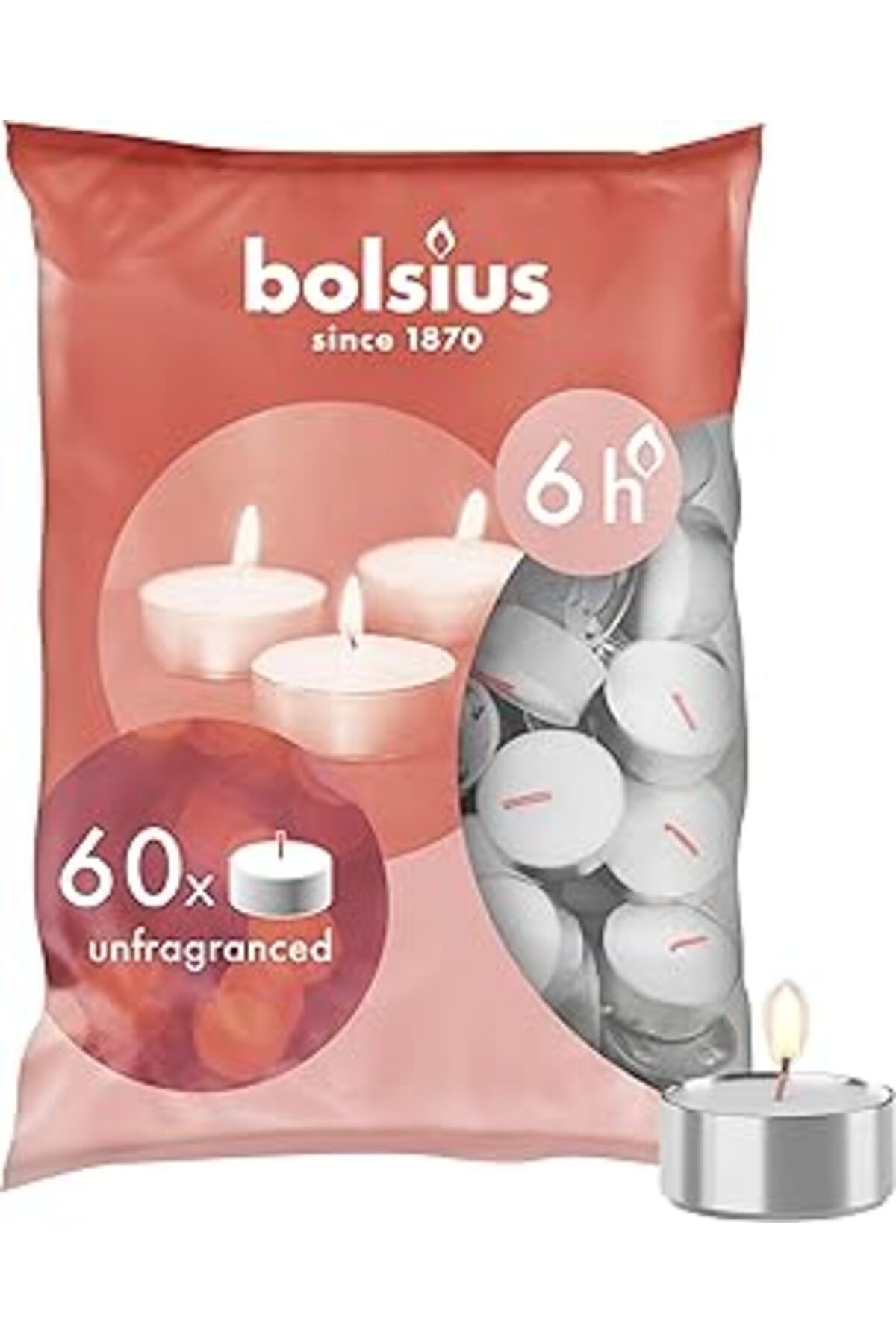 NETWORK ART Bolsius Tealight Mumlar - Beyaz - 60'Lı Paket - 6 Saatlik Uzun Yanma Süresi - Ev Mumları - İç Dekor