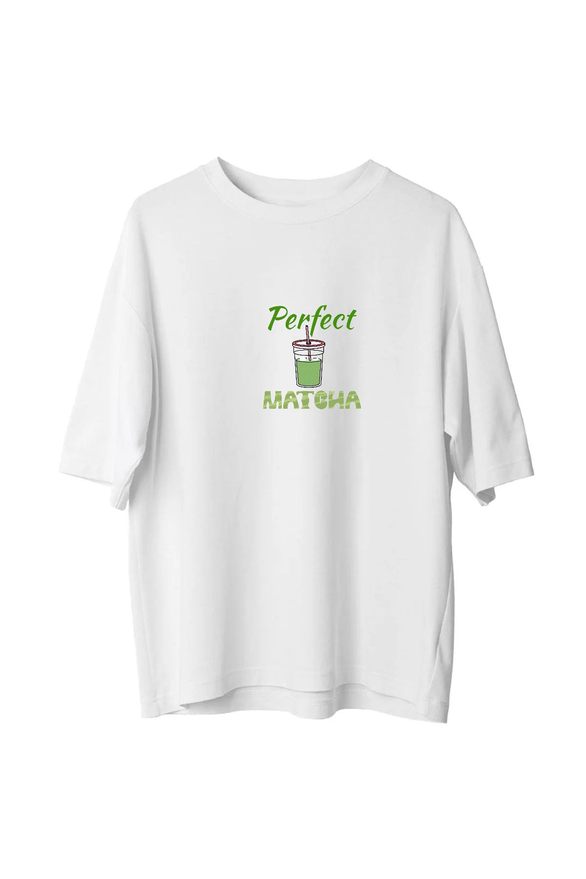 VMGA Perfect Matcha Baskılı Tişört – Yeşil Çay Temalı Minimal Tasarım Unisex Tişört
