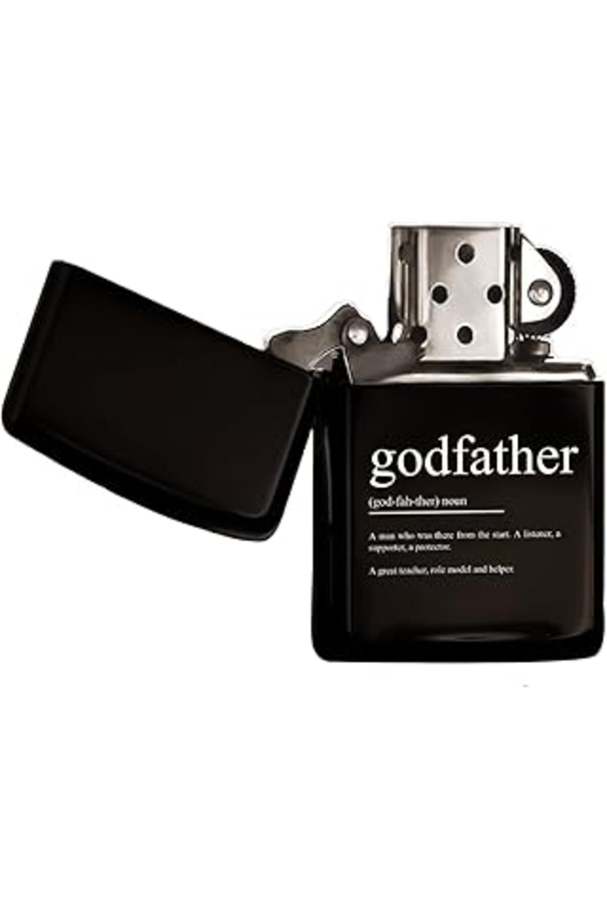 Qedii Bk Gift Godfather Tasarımlı Renkli Baskılı Siyah Benzinli Metal Çakmak