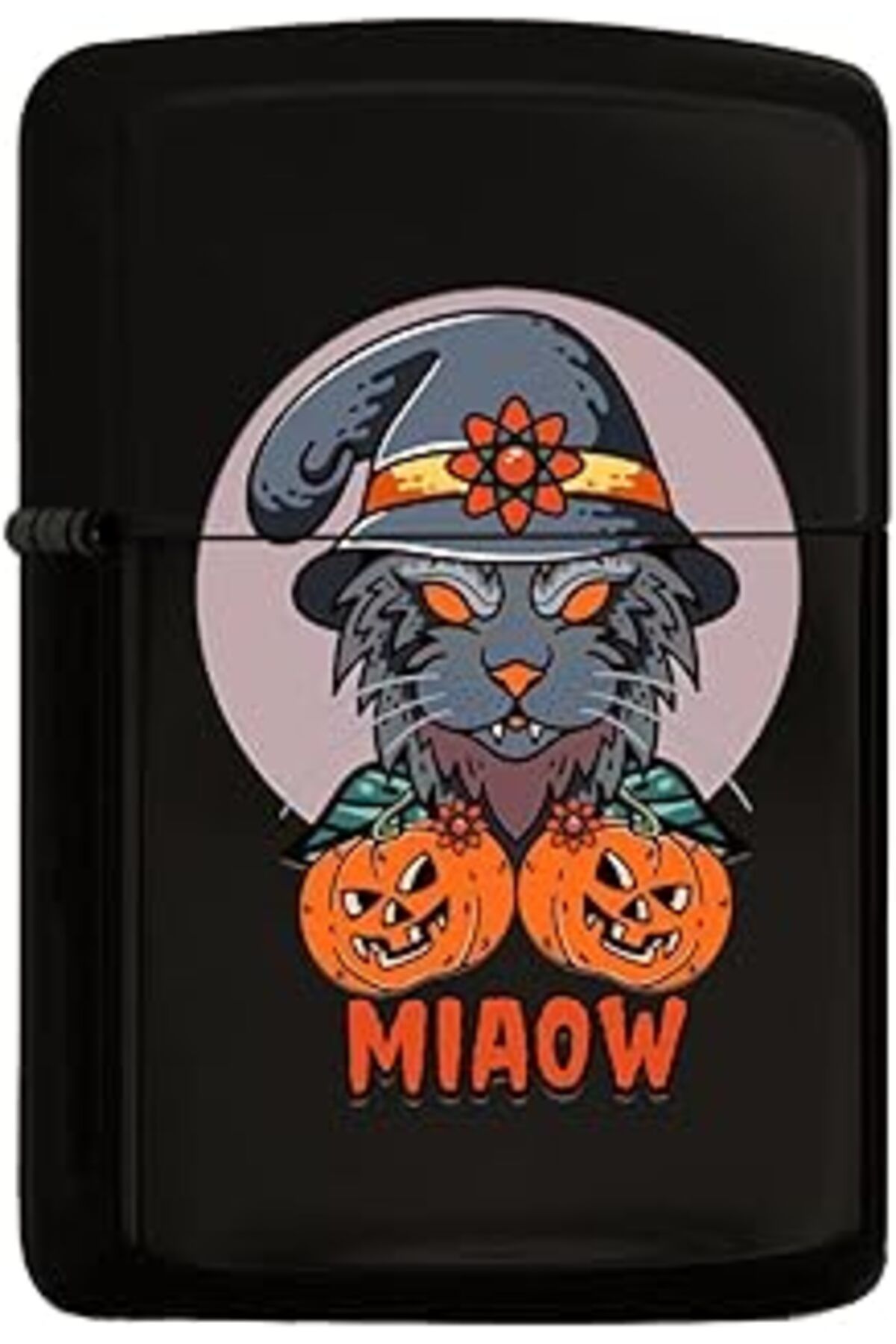 ASİTAN Bk Gift Happy Halloween Tasarımlı Renkli Baskılı Siyah Benzinli Metal Çakmak