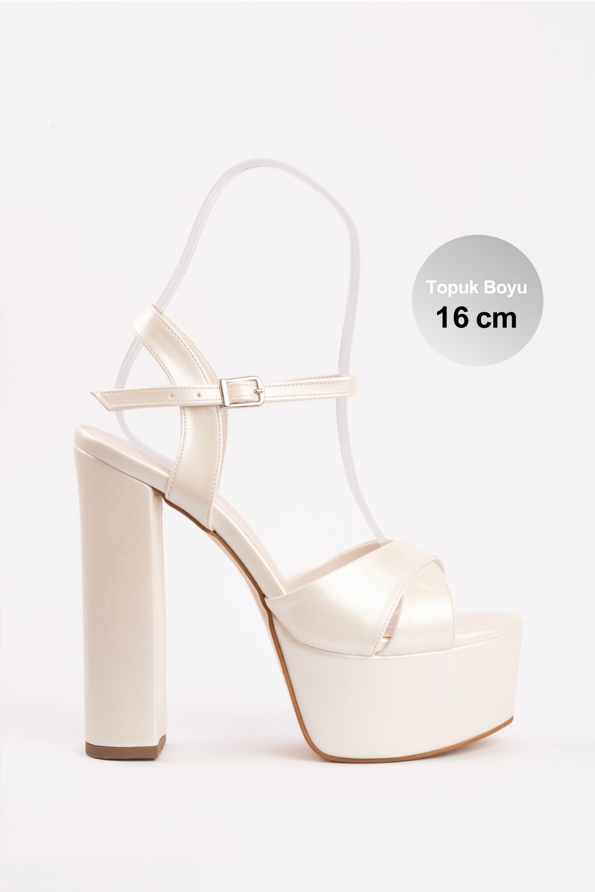 E&L Company EN YÜKSEK NET 16cm, kırık beyaz deri, altı kaymaz, hafiftir, dengelidir.