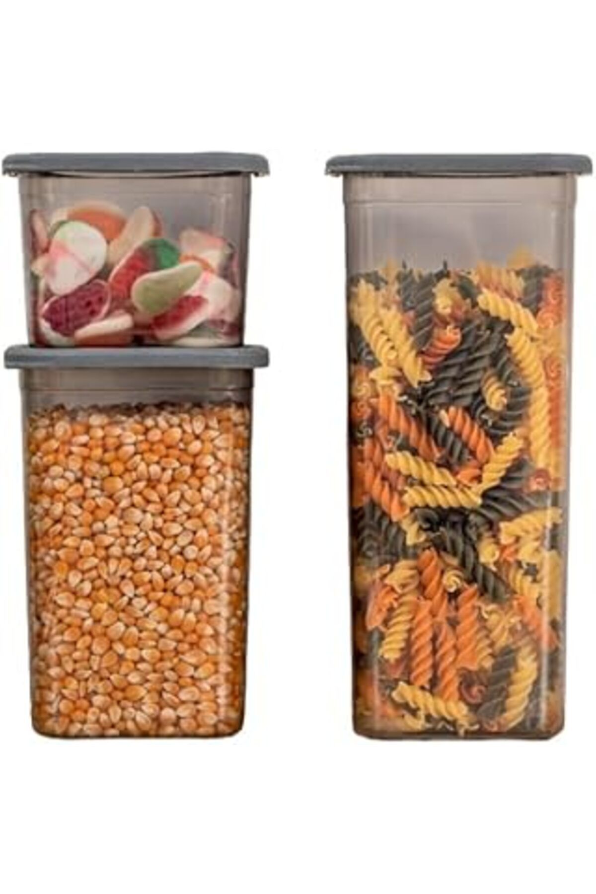 NETWORK ART 3'lü Set Sızdırmaz Kapaklı Erzak Saklama Kabı 650ml - 1300ml - 1900ml Antrasit
