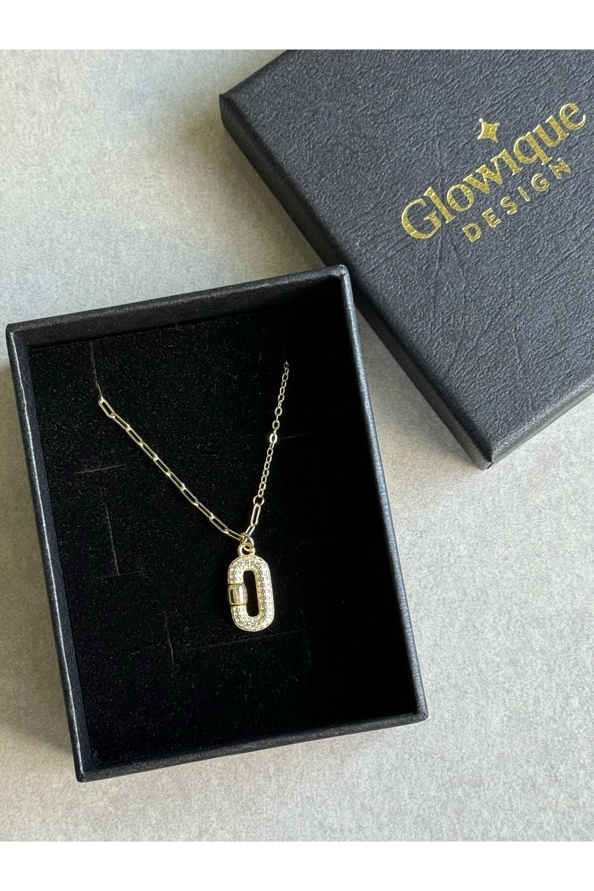 Glowique Design 925 Ayar Gold Taş Detaylı Kolye