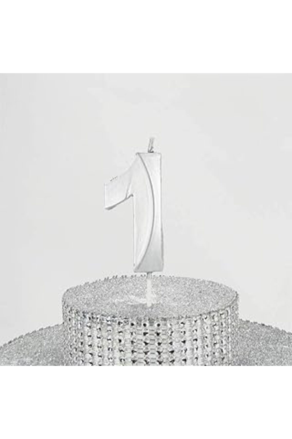 ASİTAN Parti Vitrini 1 Bir Rakamlı Gümüş Gri Mum 6.5 Cm