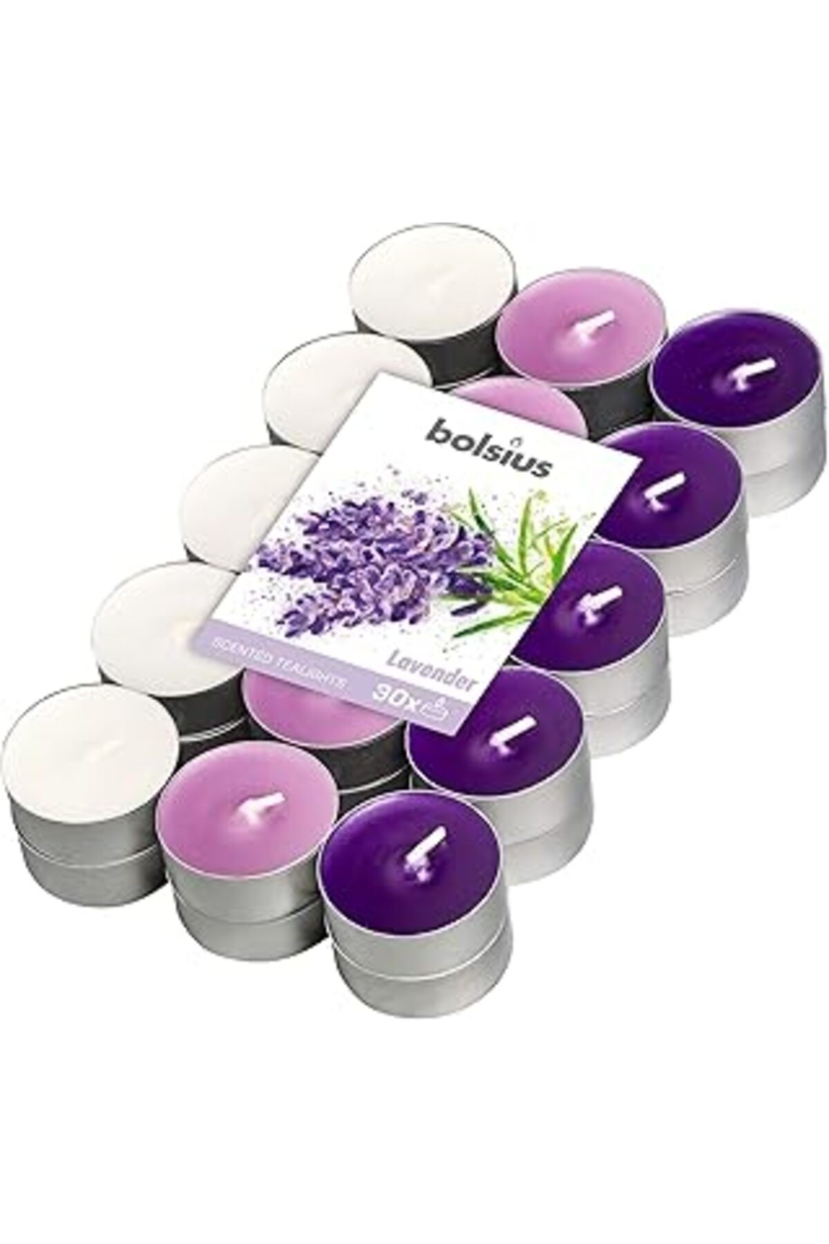 NETWORK ART Bolsius Kokulu Tealight Mum, Lavanta Kokulu, Karışık Renkli, 30'Lu Paket, 4 Saatlik Uzun Yanma Süre
