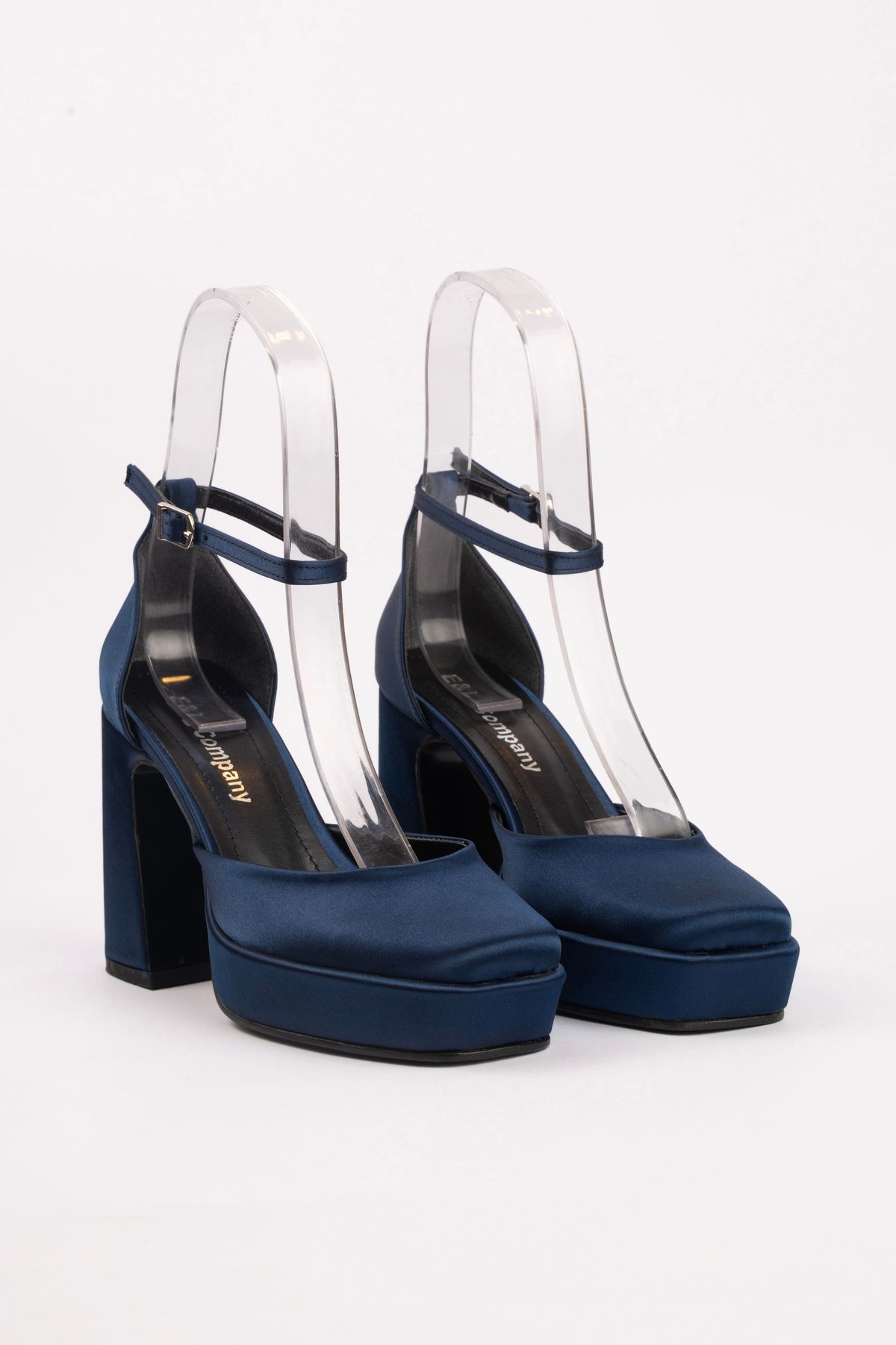 E&L Company-10cm Navy Satin, Closed Toe, Angular Moulding. This Product Is Guaranteed to Run. 2