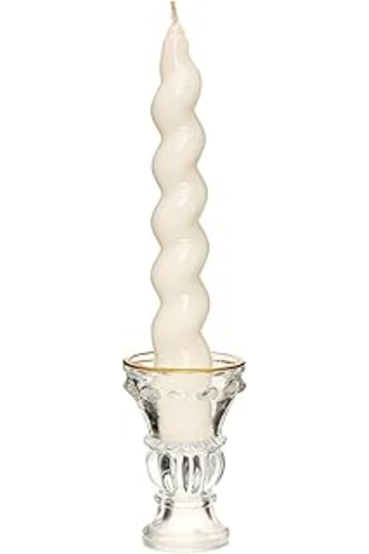 NETWORK ART Yılbaşı 2'Li Twirl Glow Beyaz Şamdan Mum Seti (18 Cm)