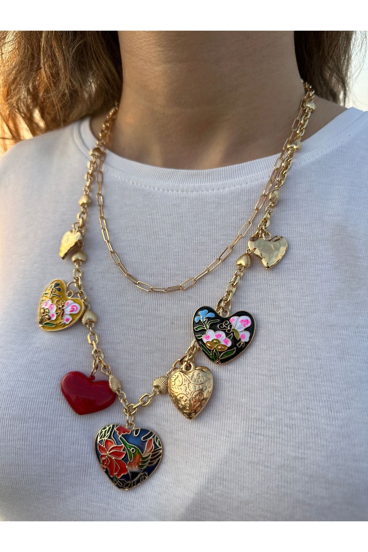 Trevi Accessories Marka 2li Kalp Charm Kolye