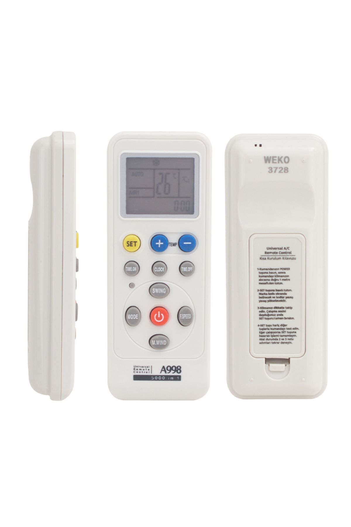 andela KLİMA AKILLI KUMANDA 5000IN1 UNIVERSAL TÜM MODELLER A/C A998 (3728=33368) (5057)