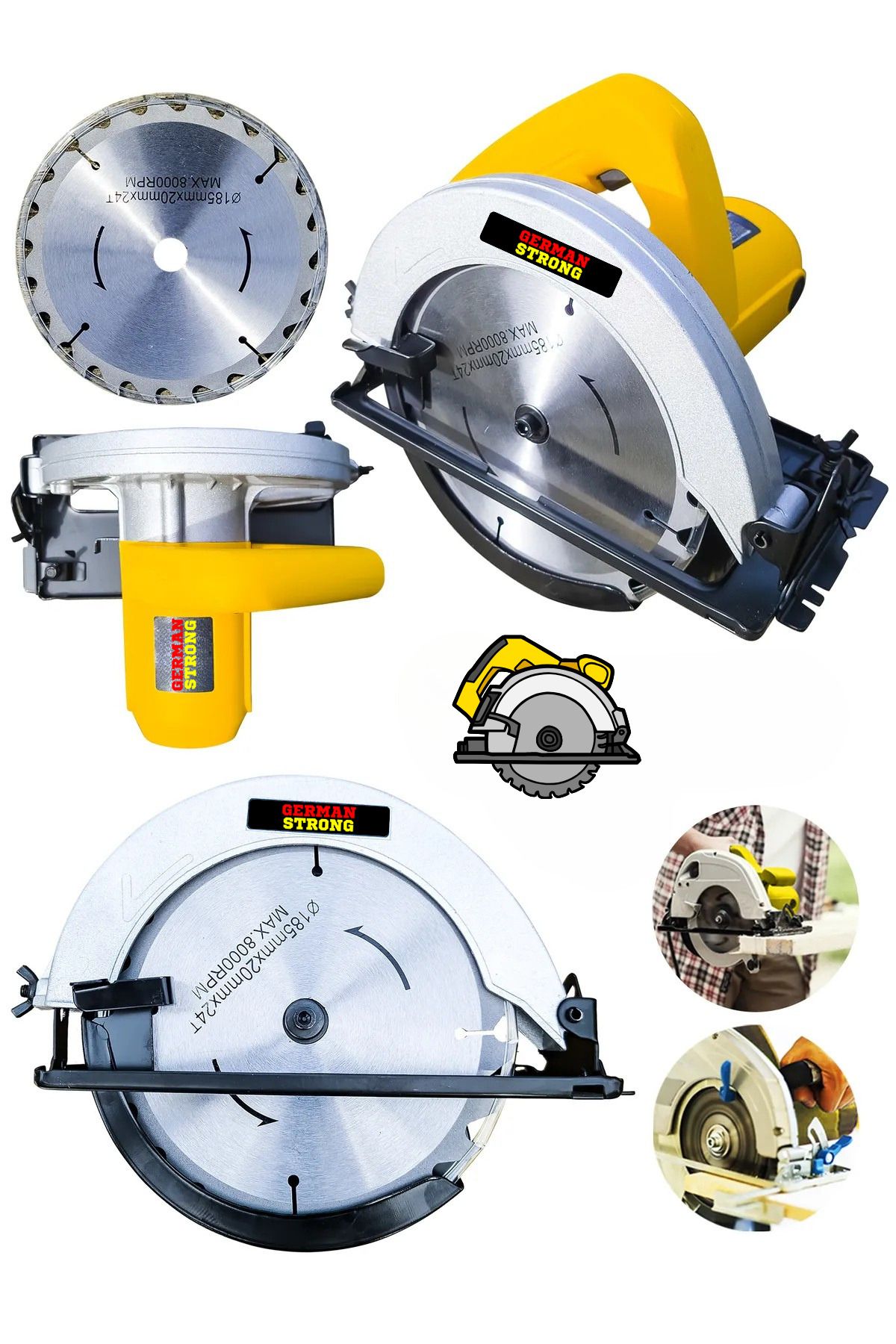 GERMAN STRONG Profesyonel Yeni Nesil Metal Çift Dişli Sistem 185mm Bakır Motor Daire Testere Makinesi
