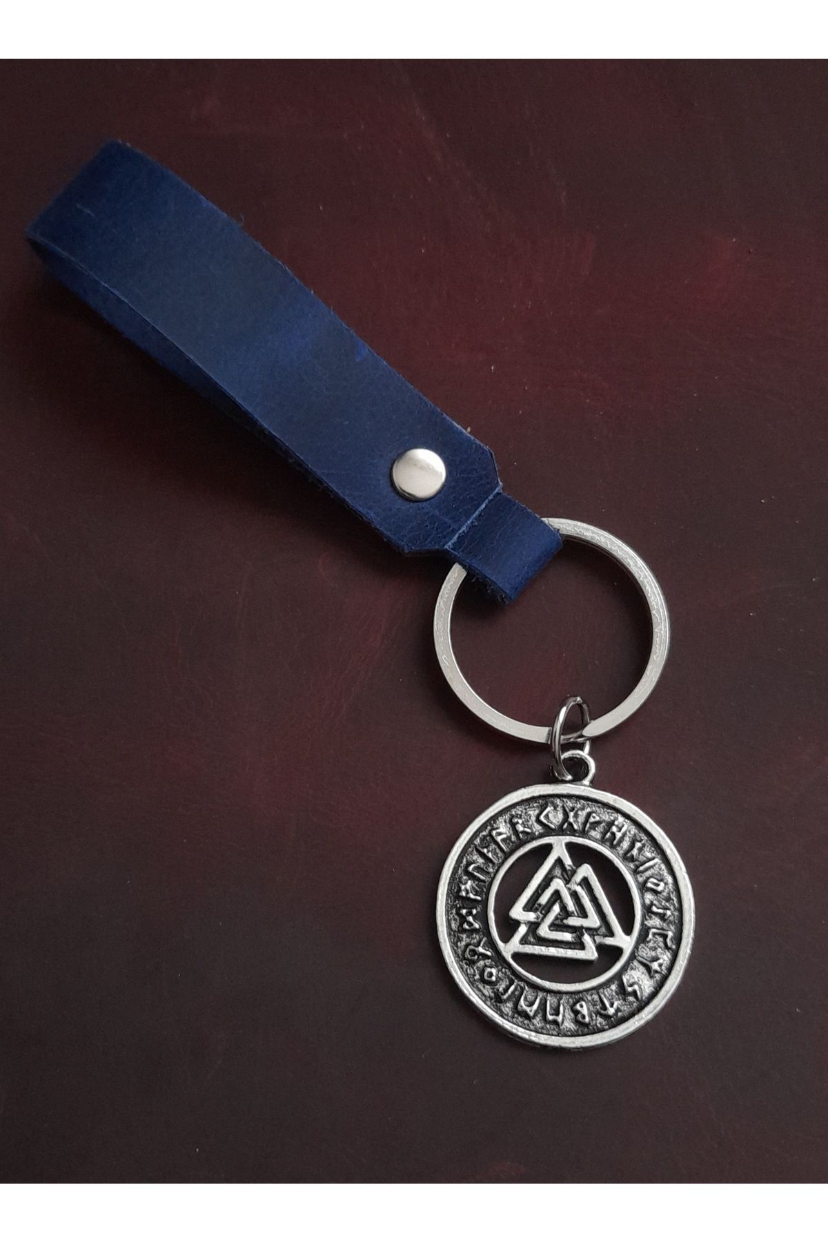 E&F Takı VALKNUT SEMBOL RENGARENK HAKİKİ DERİ ANAHTARLIK