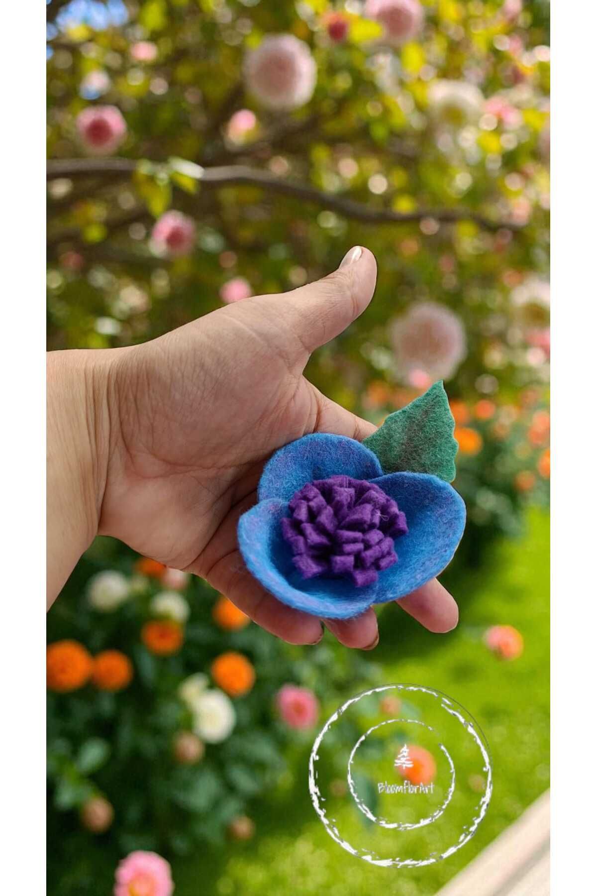 Bloomflorart Büyük Mavi Çiçek Tarak Toka