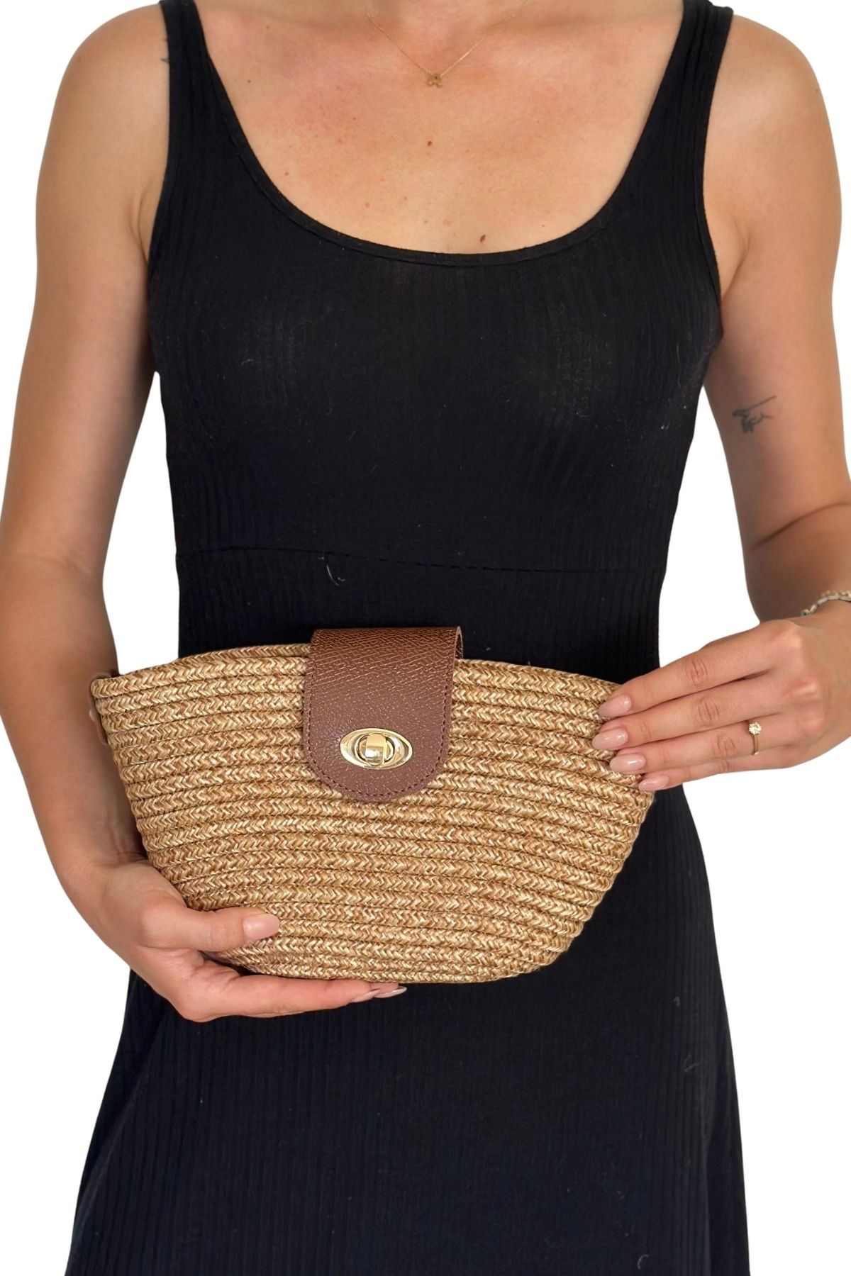 By Pellini Solana Hasır Clutch Çanta