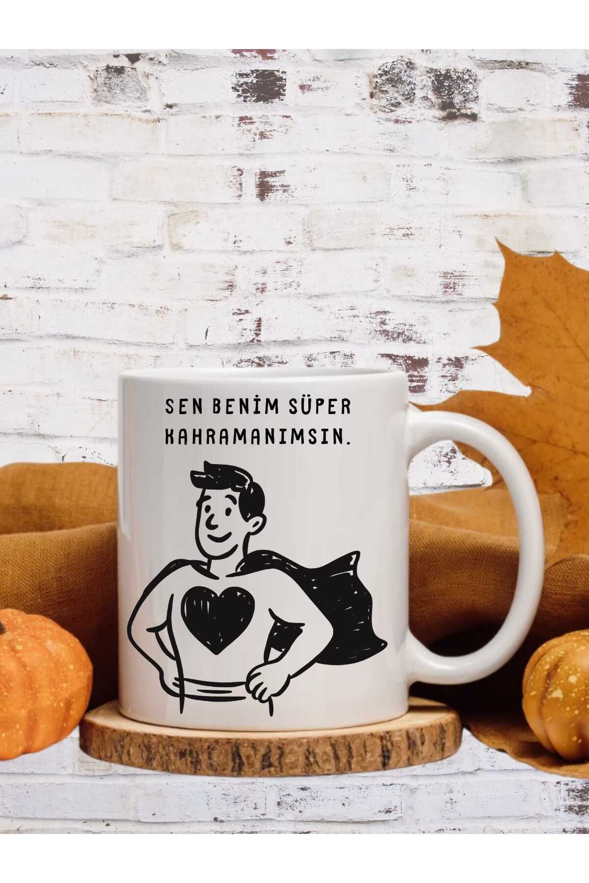 Home SEN BENİM SÜPER KAHRAMANIMSIN TASARIMLI ÇİFT TARAF BASKILI PORSELEN KUPA BARDAK