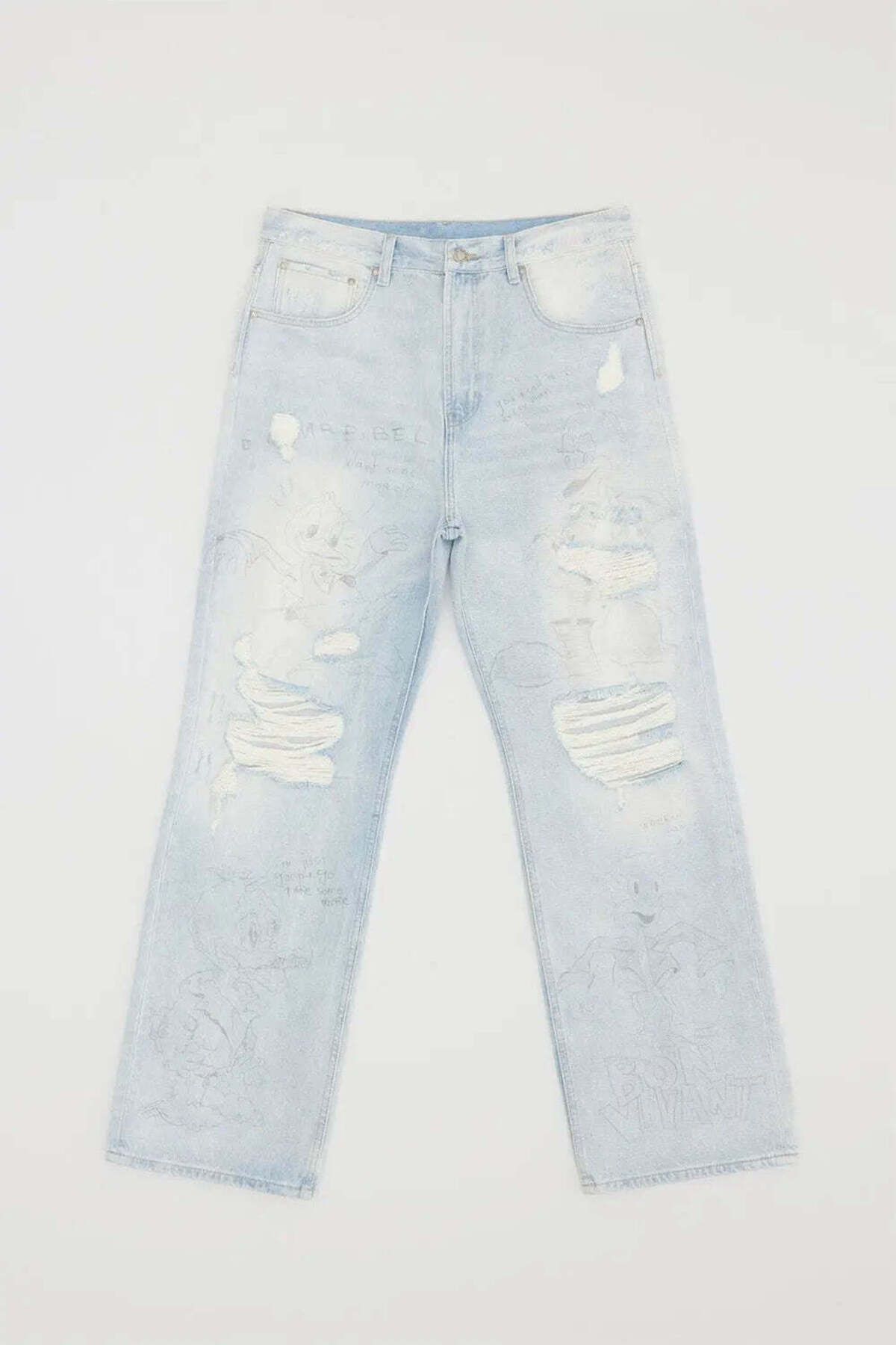 American Rag Cie Quack Bootcut Jeans: Özgün Dom Rebel Tasarımlı Rahat Kesim Yırtık Kot Pantolonlar