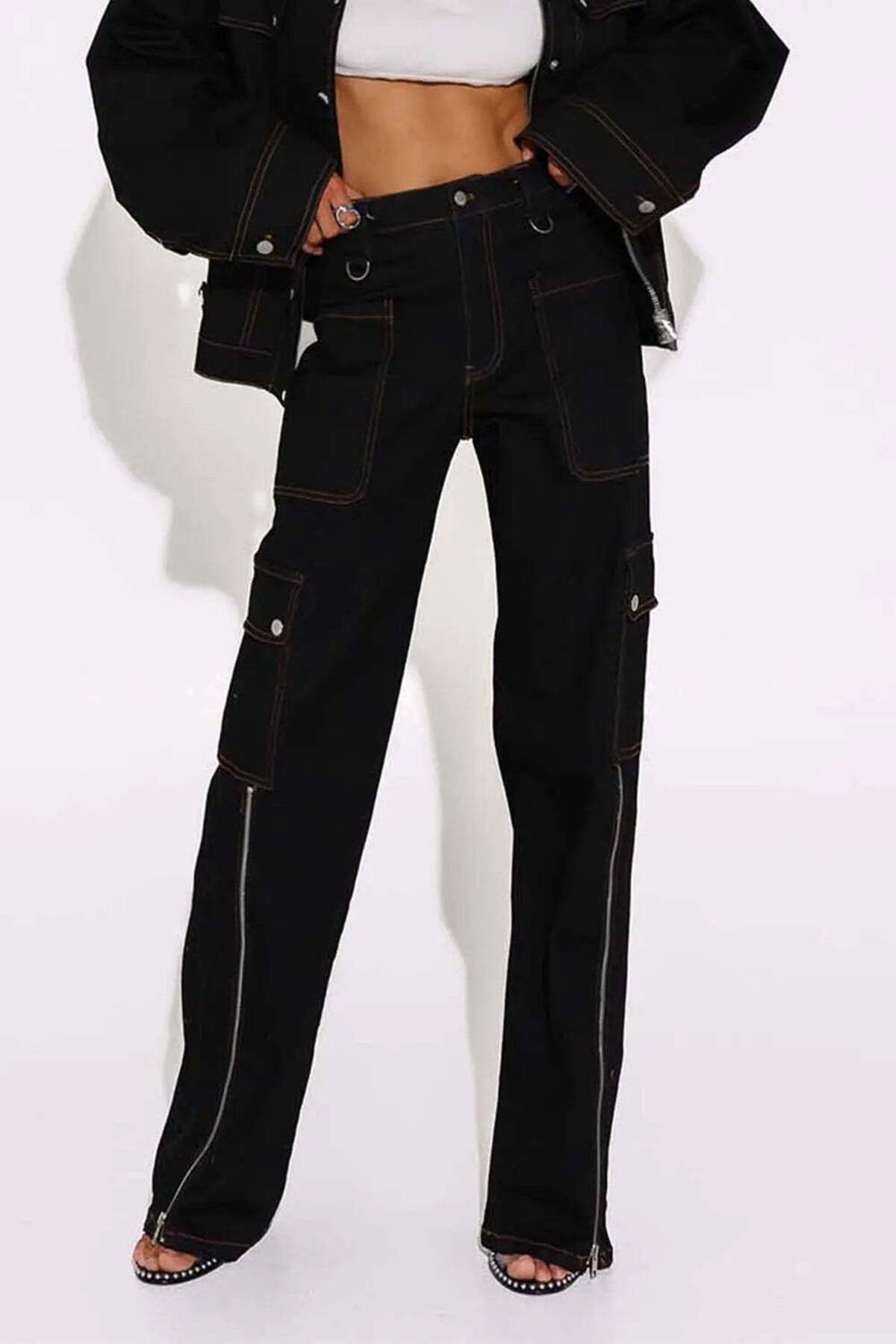 American Rag Cie Edwards Jeans: %100 Pamuk Siyah Yüksek Bel Boot Fit Kot Pantolon