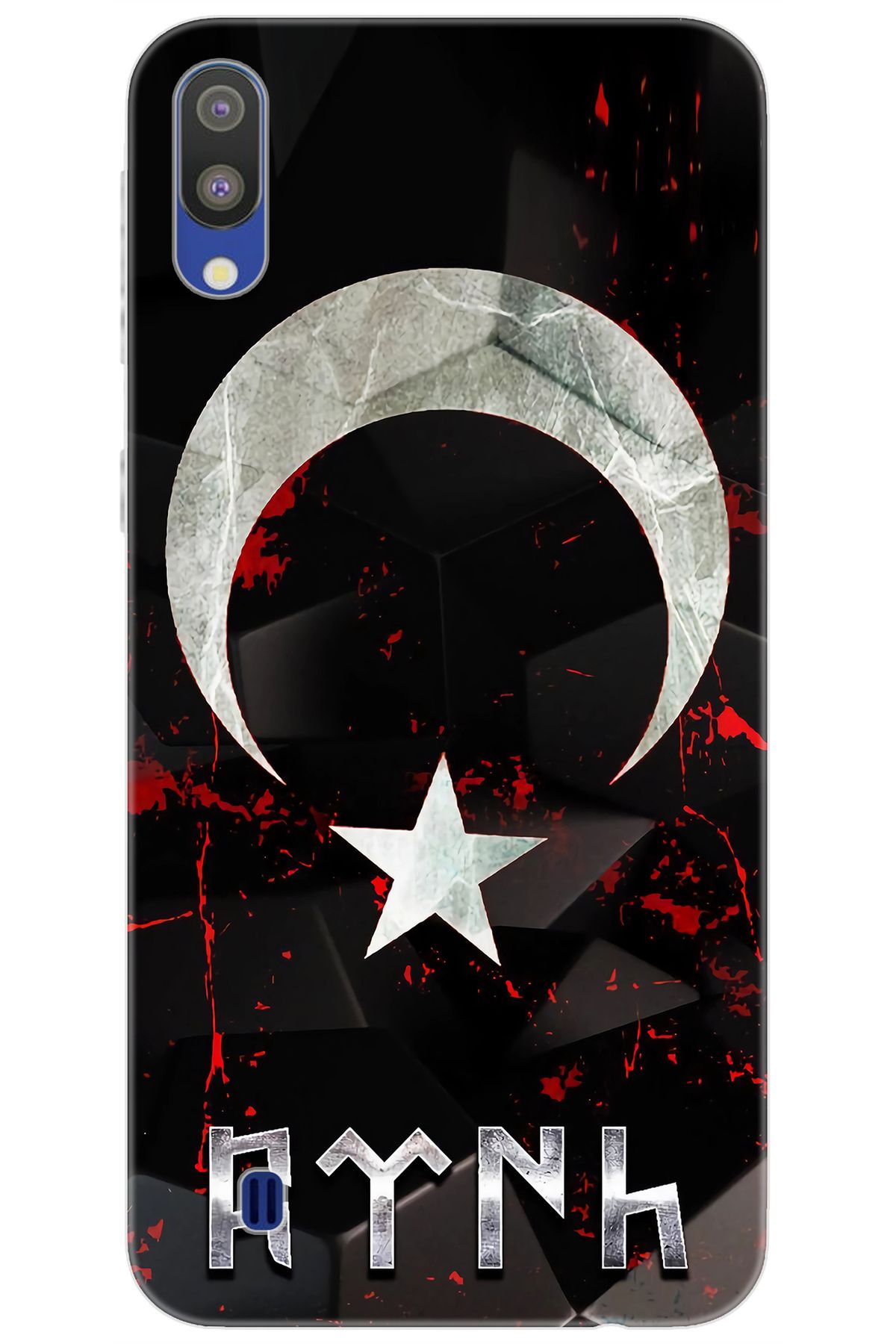 Ceppare Samsung Galaxy M10 (SM-M105F) Uyumlu Kılıf Silikon Ay Yıldız ve Göktürkçe Türk STK:636 CP-ExkpP8B