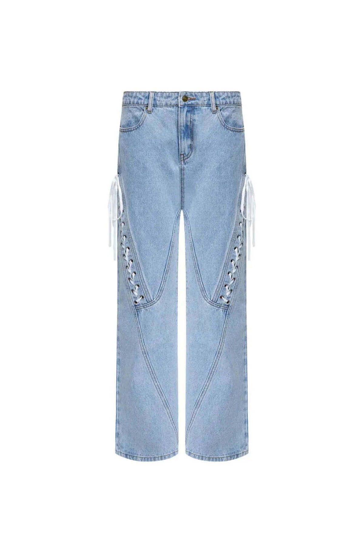American Rag Cie Dollhouse Jean: Düşük Bel, Dantel Yanlar ve Şık Düz Kesim