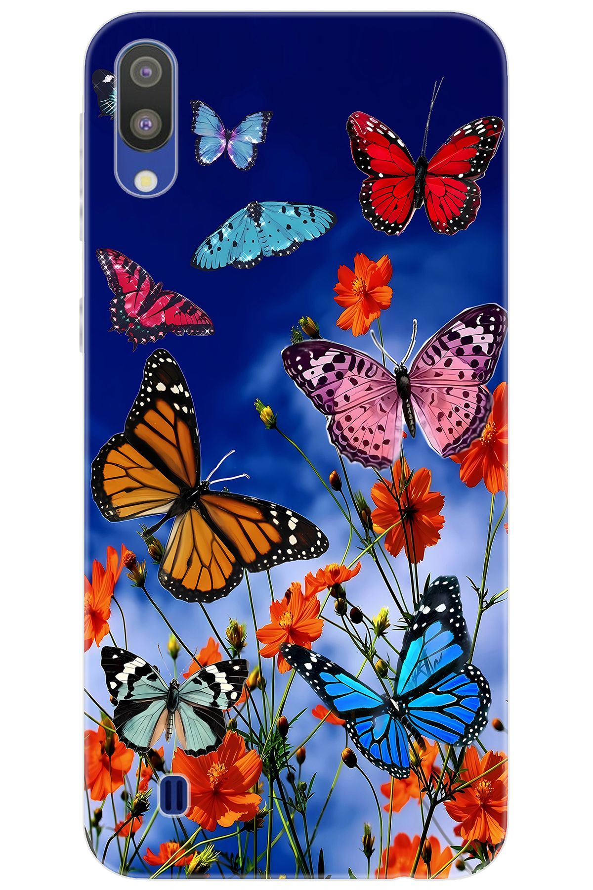 Ceppare Samsung Galaxy M10 (SM-M105F) Uyumlu Kılıf Desen Baskı Silikon Renkli Kelebekler STK:741 CP-aKbLFWr