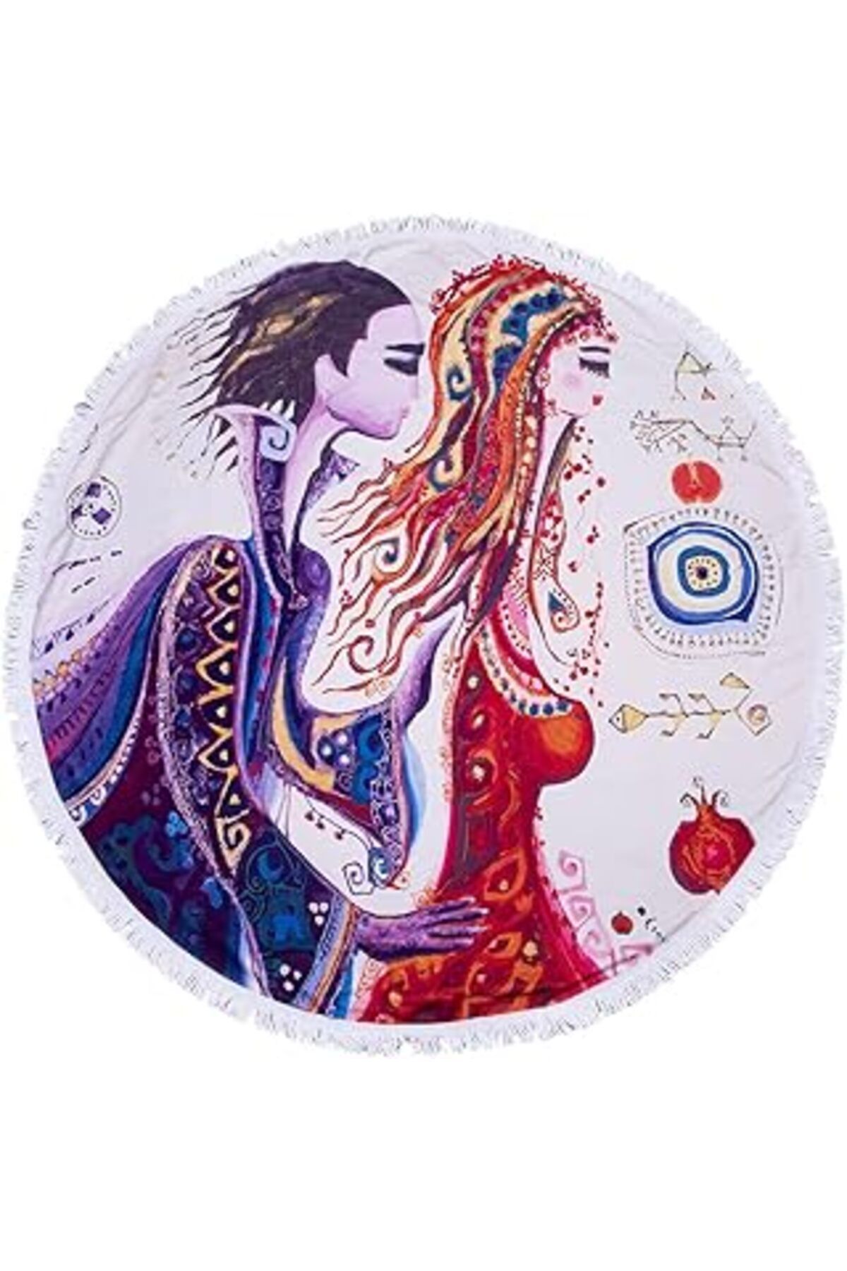 Mu Art Ahşap Biggdesign Aşk Yuvarlak Plaj Havlusu
