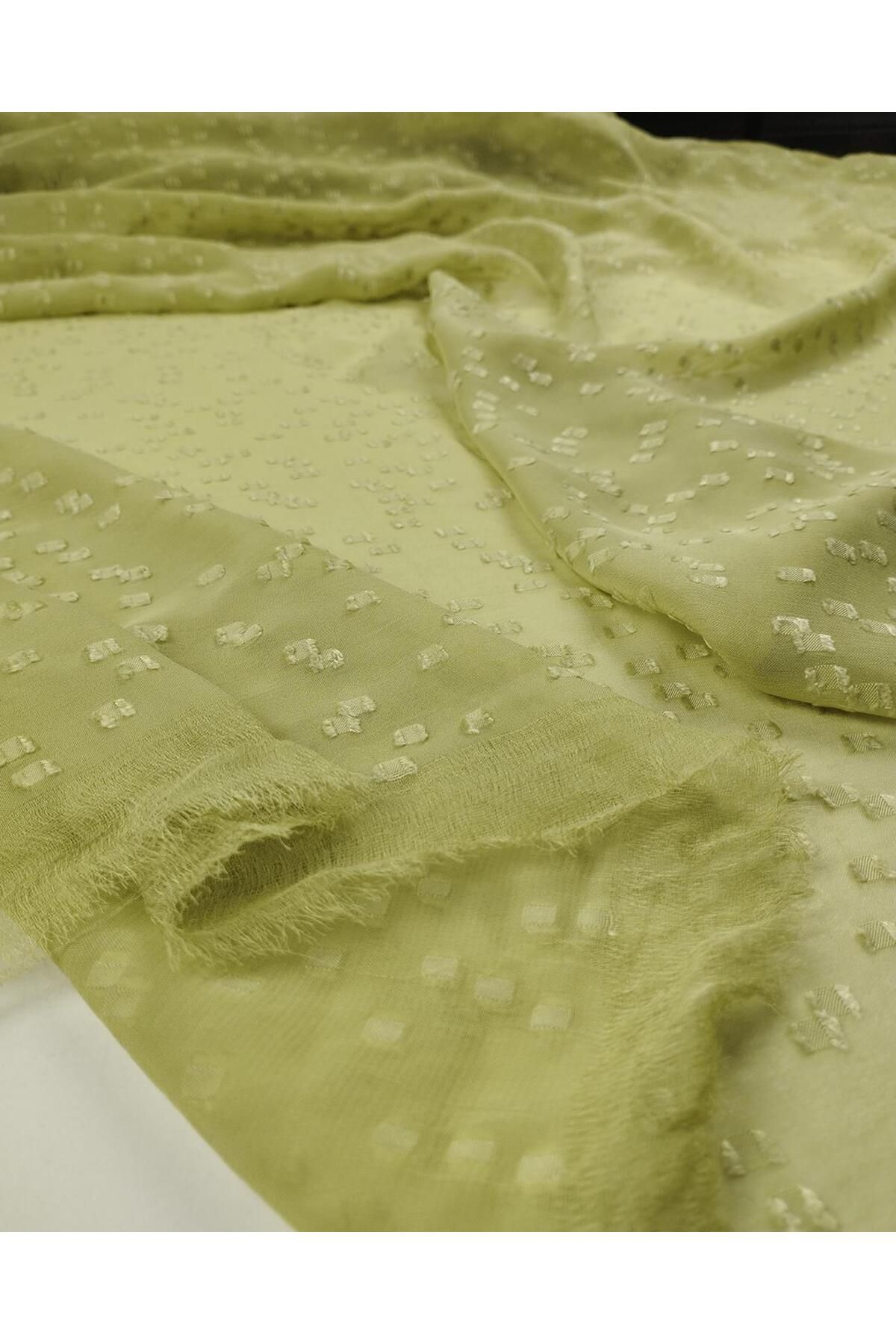 Kumaş Parça-Nopeli Chiffon in 100% Viscose Light Green Color (Width 140 cm X Length 230 cm) 2