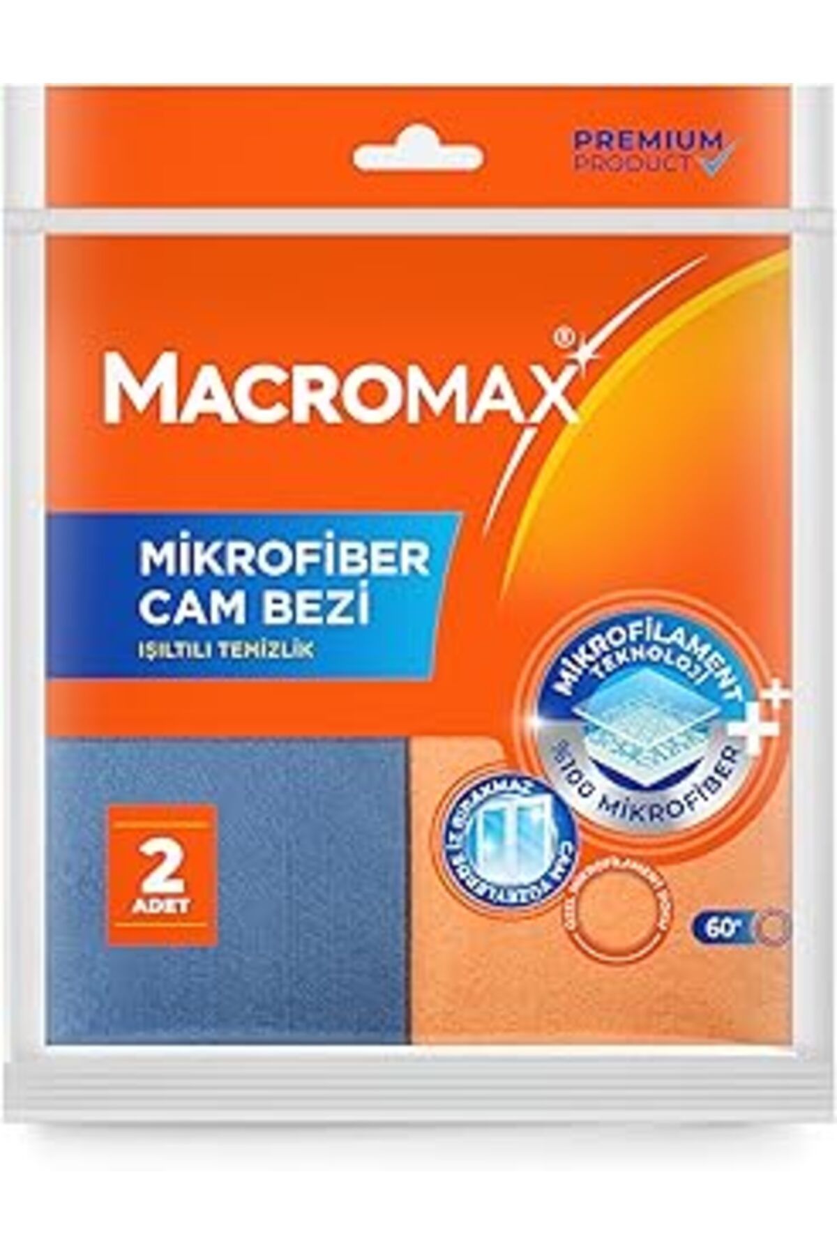 Mu Art Ahşap Macromax Mikrofiber Cam Bezi 2'Li Set, Mikrofilament Teknolojisi Ile Leke Ve İz Bırakmaz Ayna Bezi