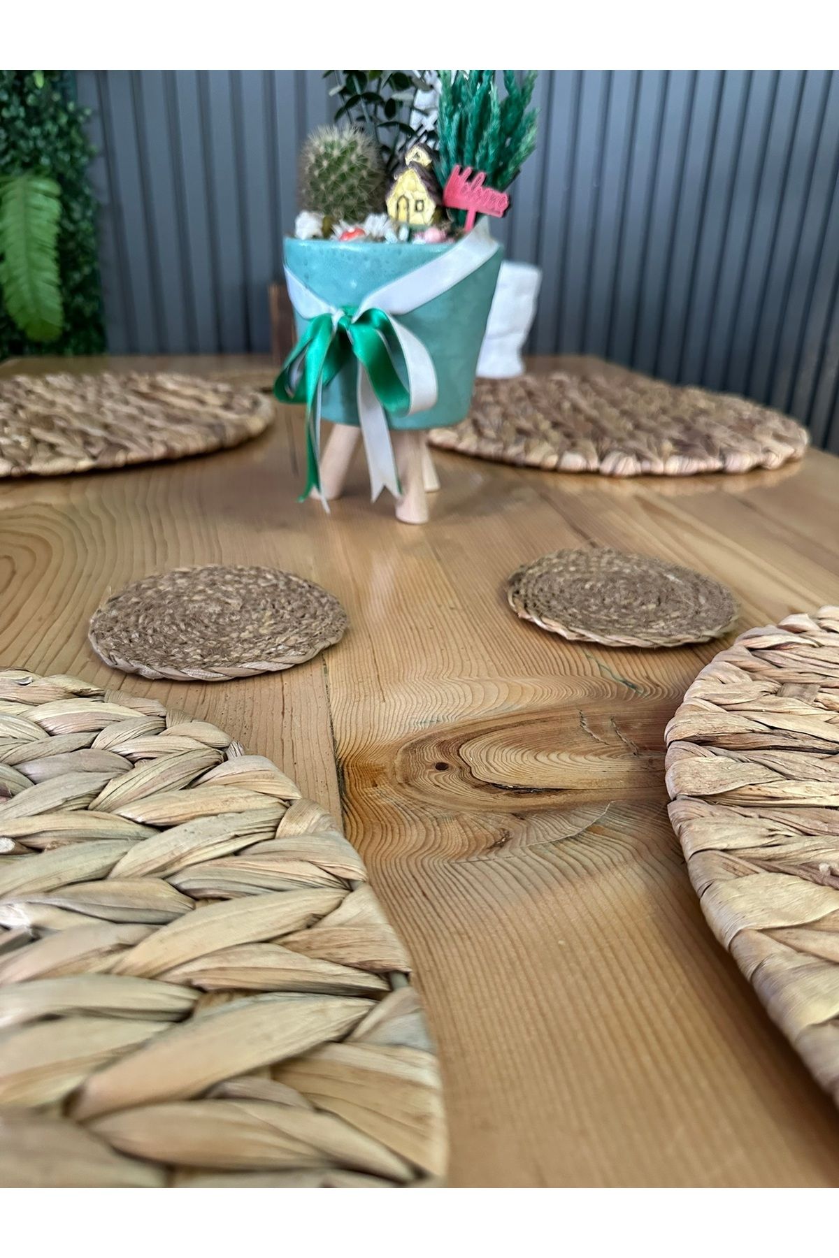 KODAL Dekoratif Doğal Hasır Bardak Altlığı – 6’lı Set