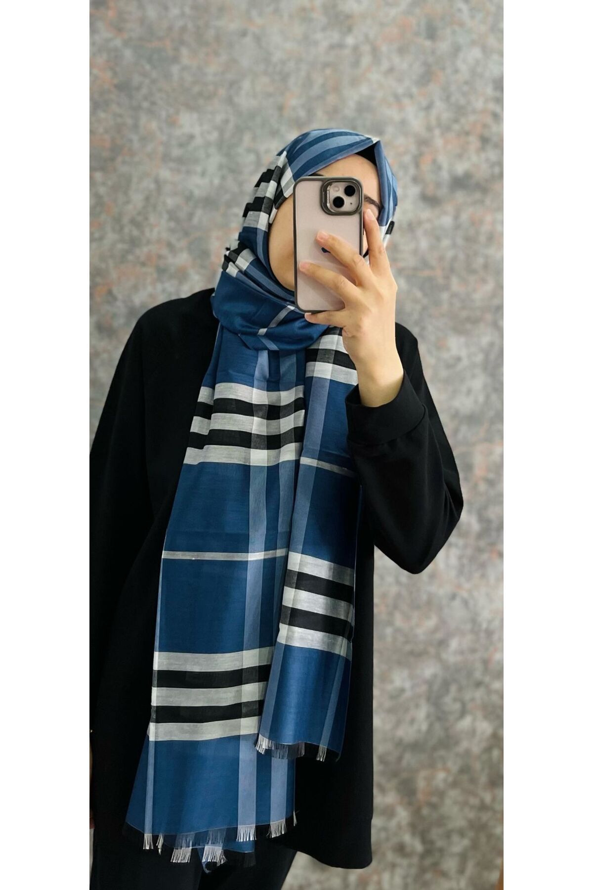 PİRAMİT EKOSE ŞAL KOT MAVİ