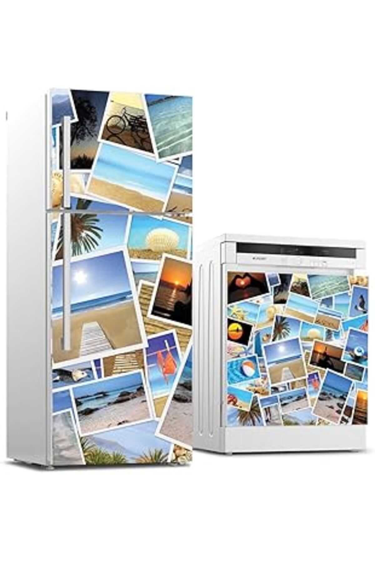 Roses Store Buzdolabı Ve Bulaşık Makinası Beyaz Eşya Sticker Kaplama Tatil Kolaj