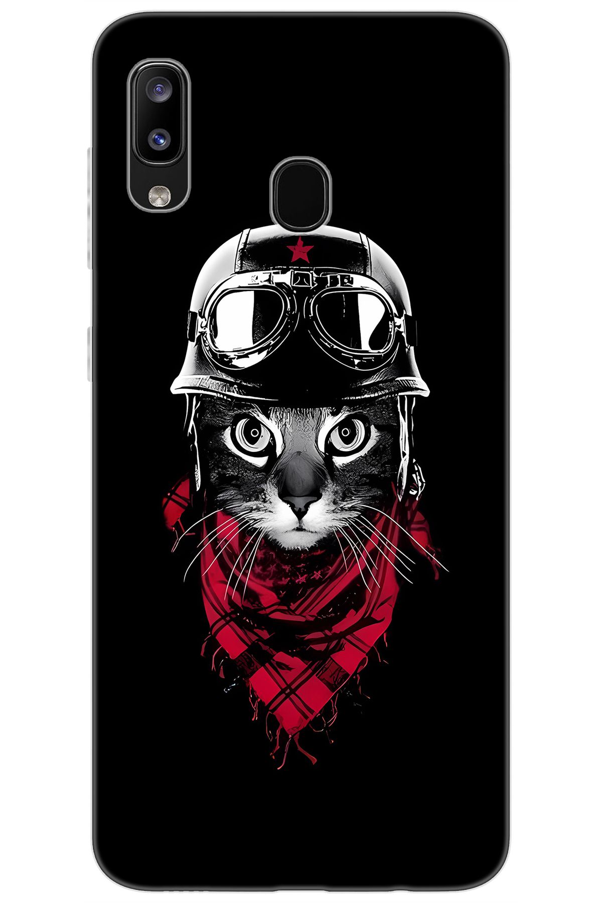 Ceppare Samsung Galaxy M10S (SM-M107F) Uyumlu Kılıf Desen Baskılı Silikon Pilot Kedi STK:656 CP-A73F1gE