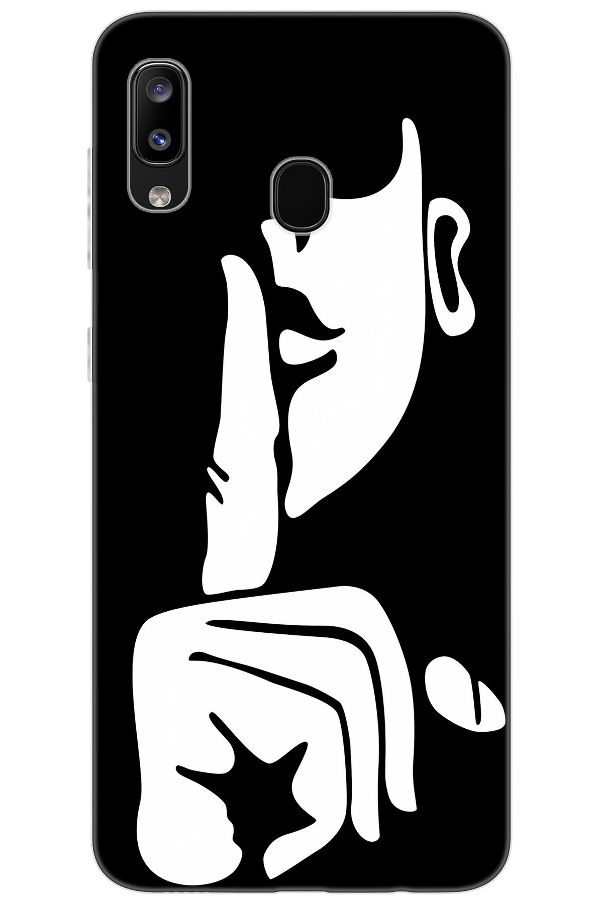 Ceppare Samsung Galaxy M10S (SM-M107F) Uyumlu Kılıf Desenli Silikon Siyah Beyaz Sessizlik STK:653 CP-rCFXh2a