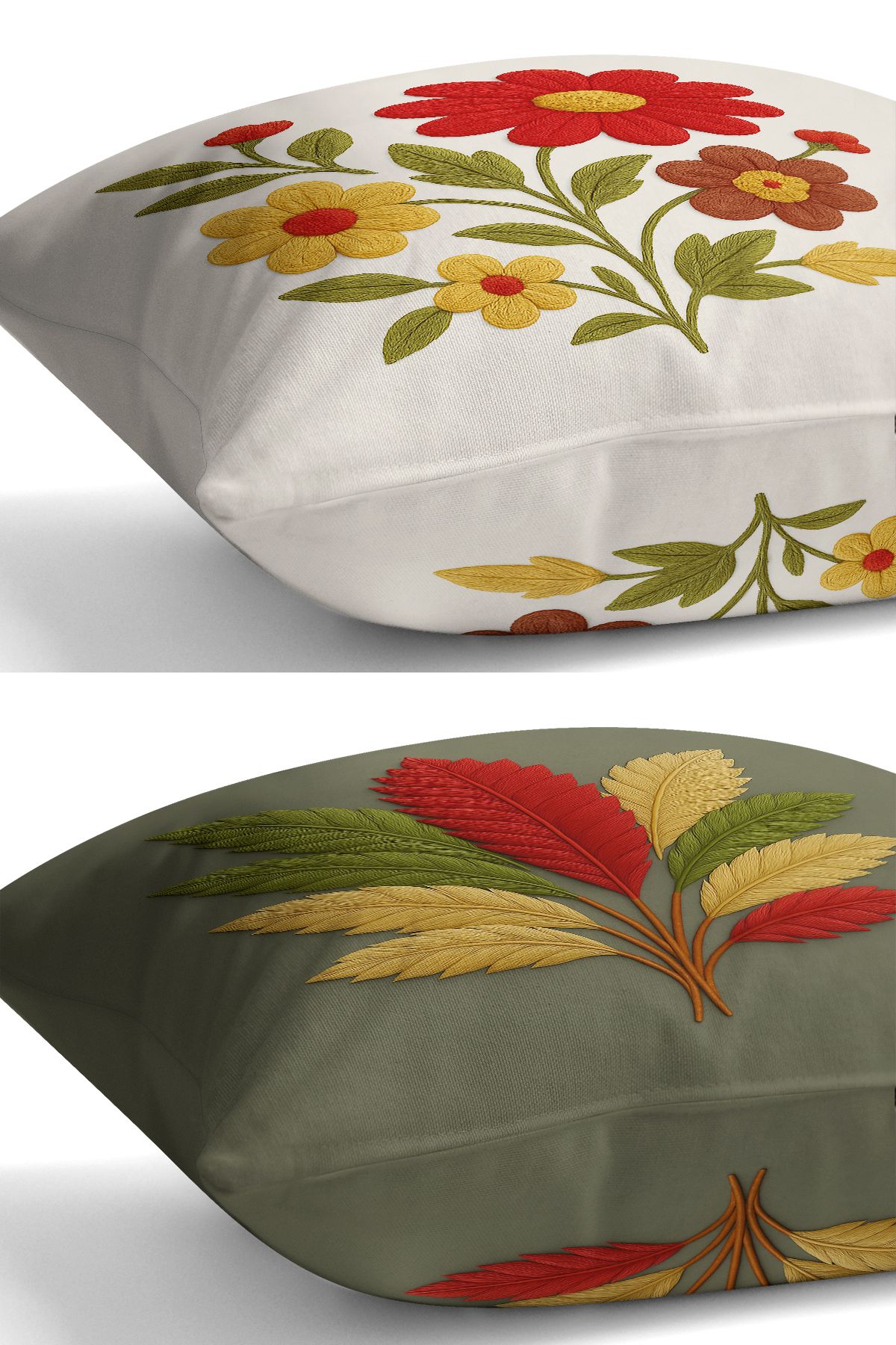 Bertille Home-Set de 3 huse de pernă cu imprimare digitală pe două părți (aspect de broderie cu model de puncție) 6