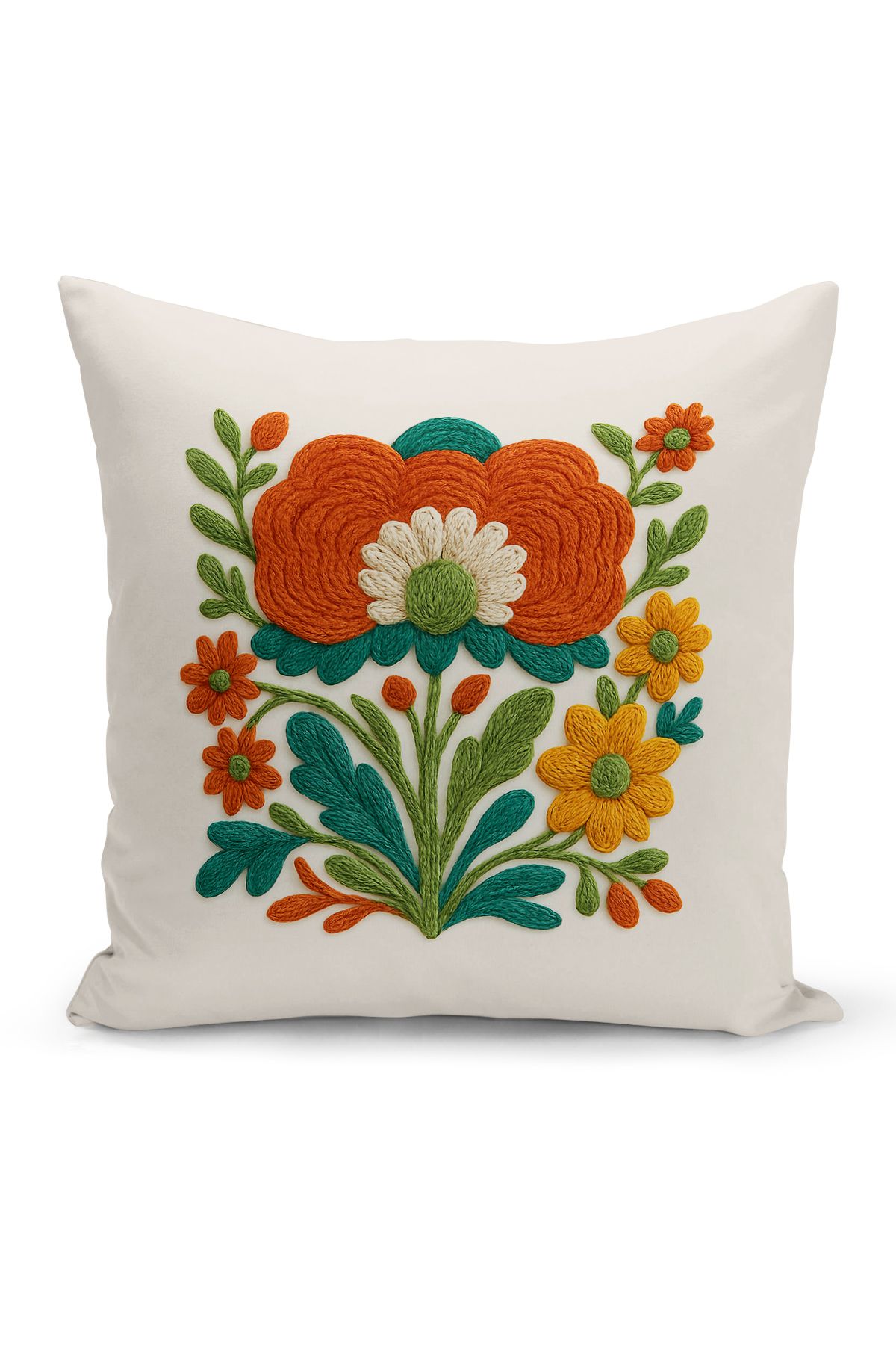 Bertille Home Çift Tarafı Dijital Baskılı Kırlent Kılıfı (Panç /Punch Nakış Desen Görünümlü)