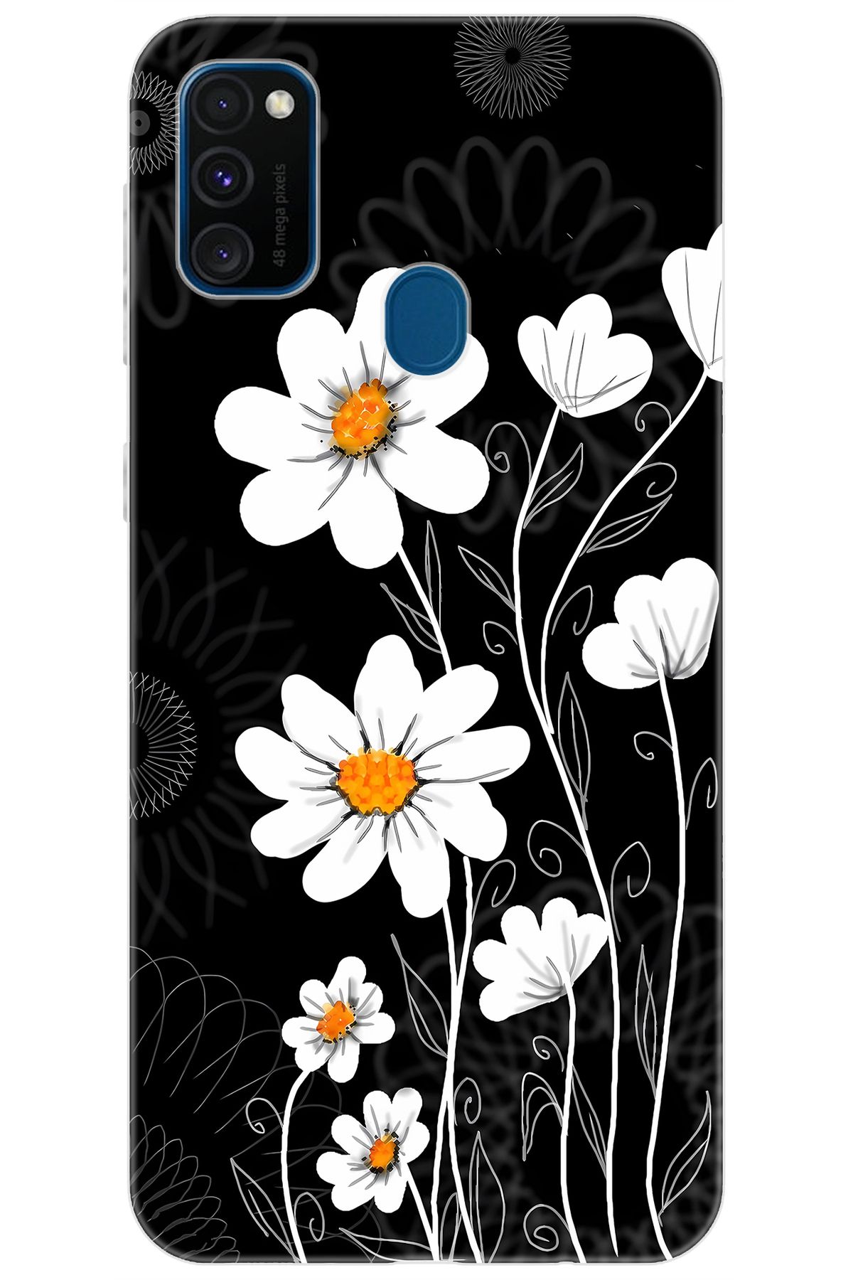 Ceppare Samsung Galaxy M30S (SM-M307F) Uyumlu Kılıf Desen Baskılı Silikon Papatya STK:693 CP-sQ2Dm1r